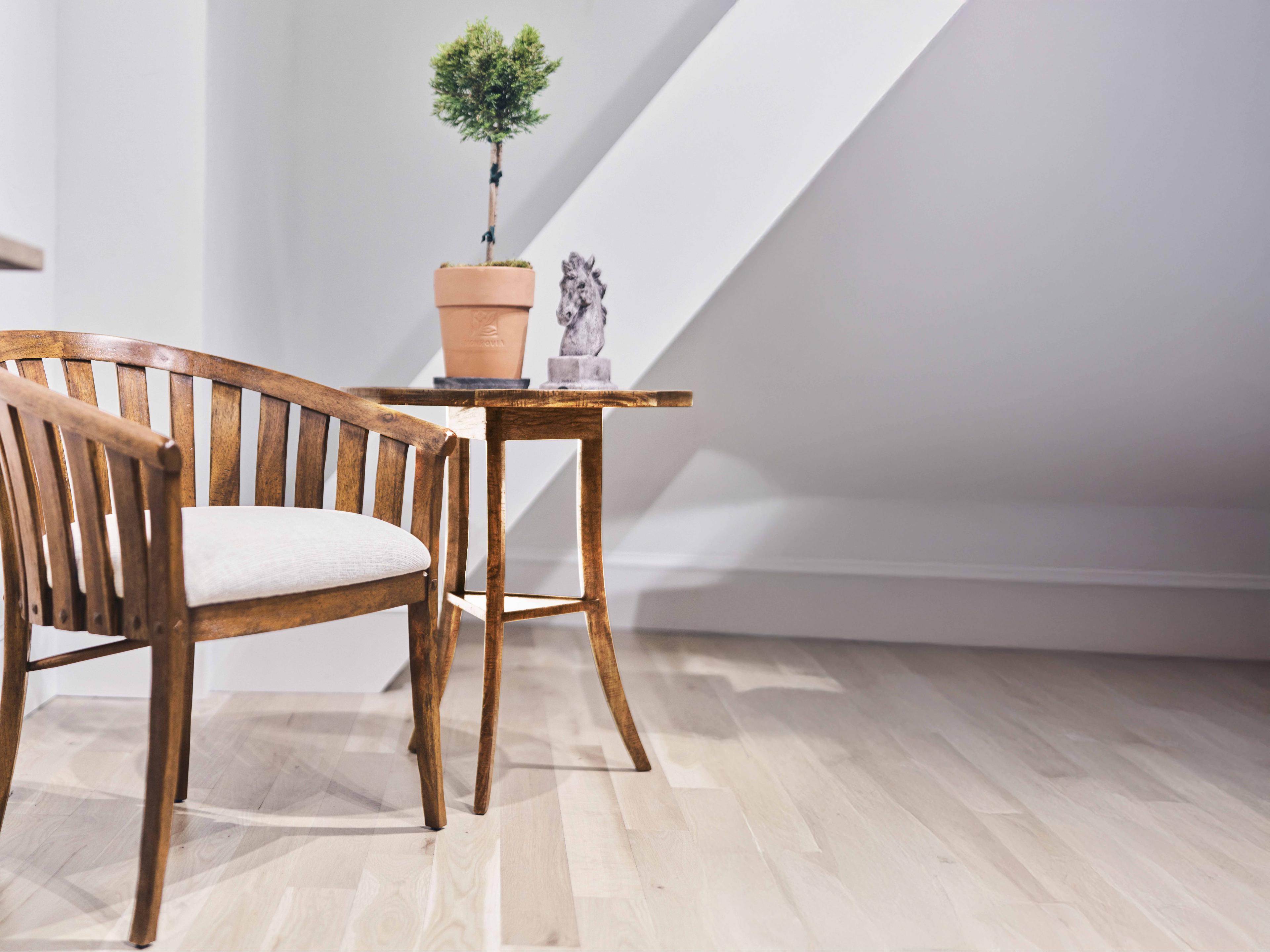 Jonathan Charles Jc Casual Acacia Wood Brown Upholstered Arm Dining Chair