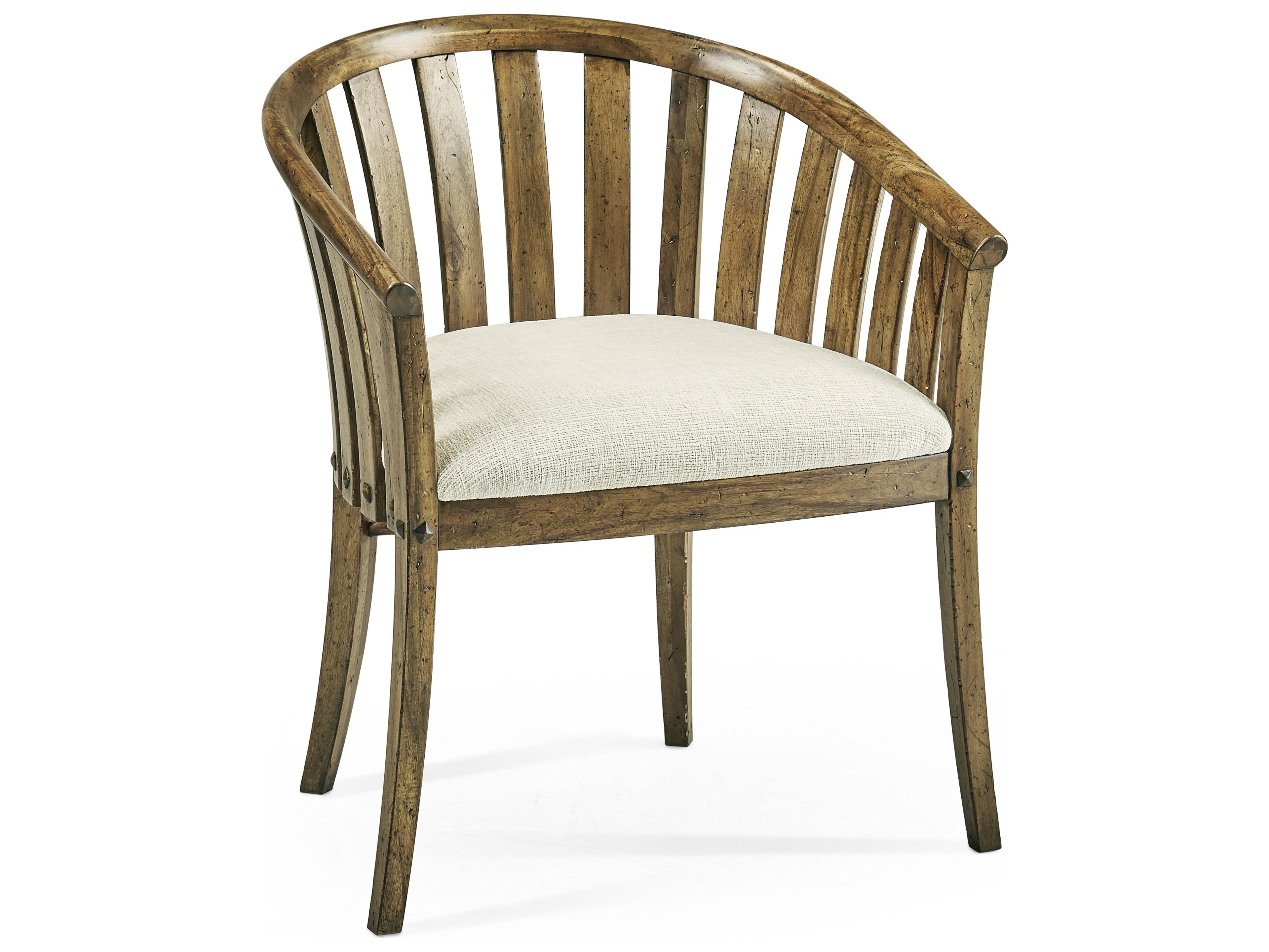 Jonathan Charles Jc Casual Acacia Wood Brown Upholstered Arm Dining Chair