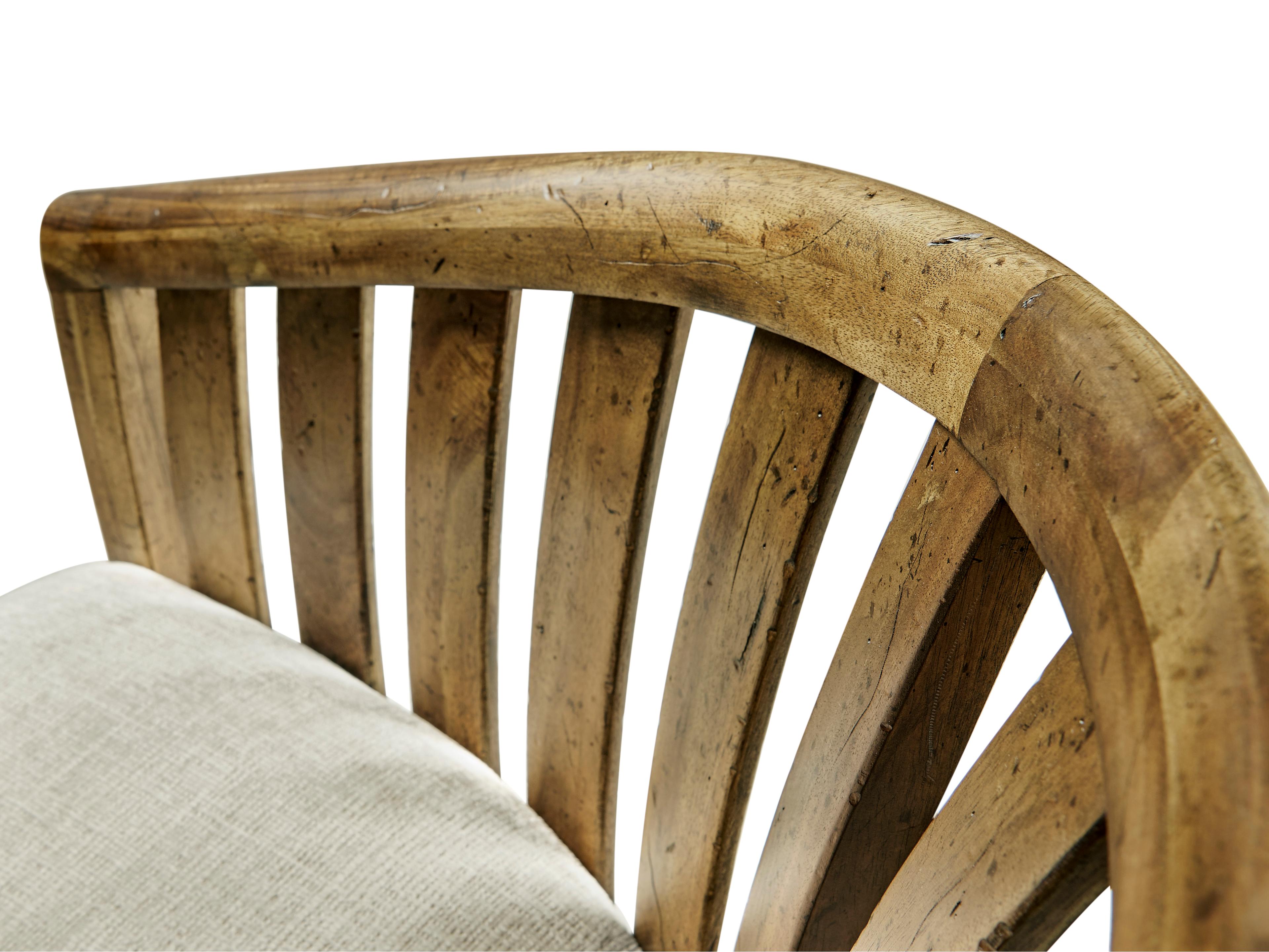 Jonathan Charles Jc Casual Acacia Wood Brown Upholstered Arm Dining Chair