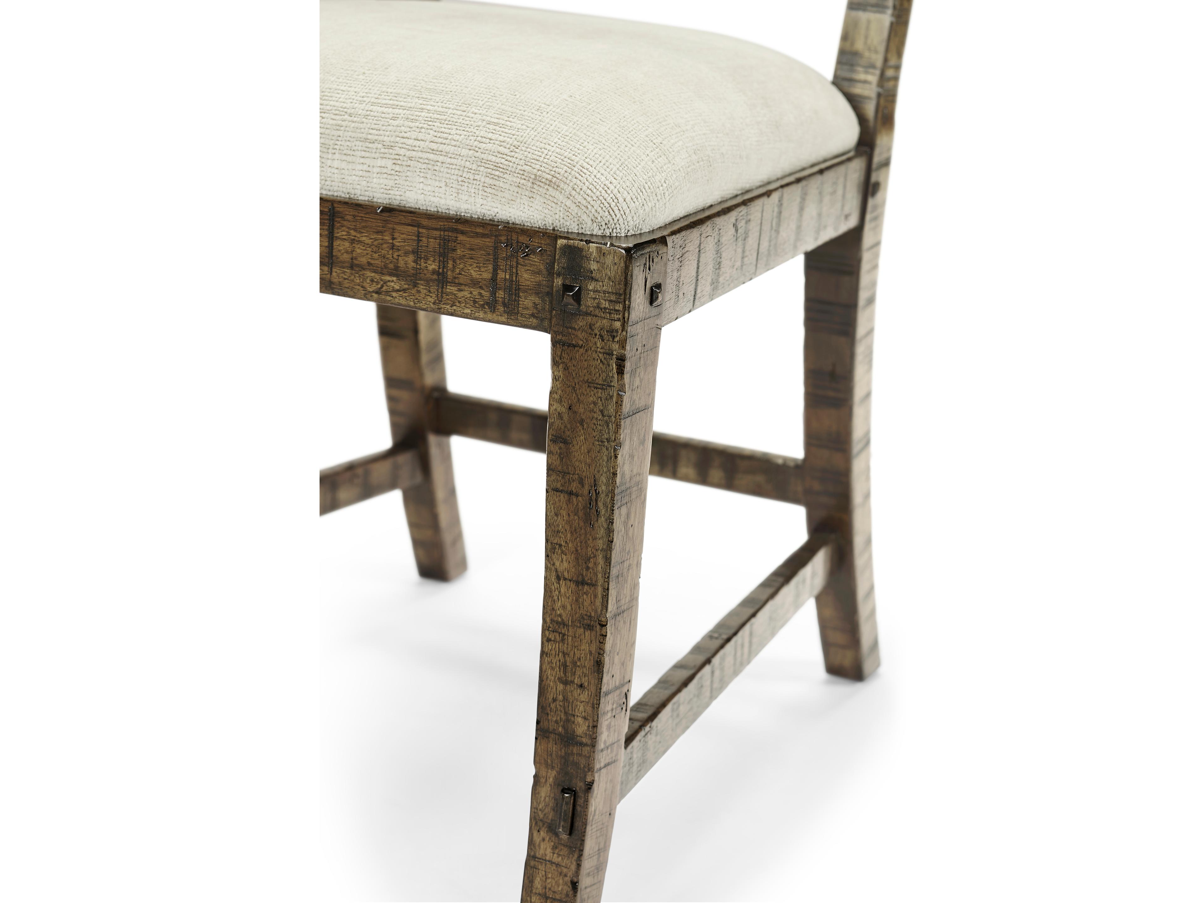 Jonathan Charles Jc Casual Acacia Wood Brown Upholstered Armless Dining Chair