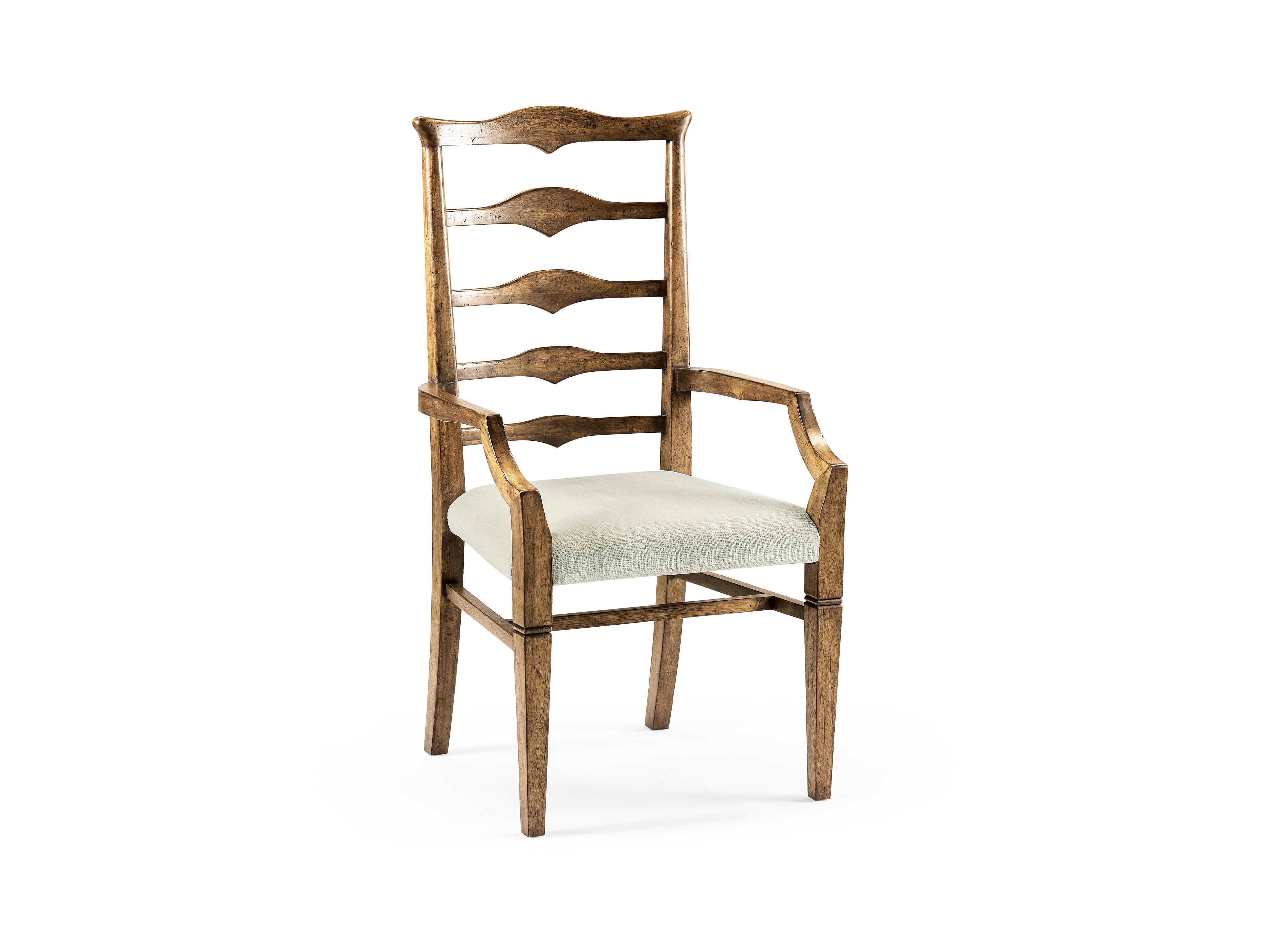 Jonathan Charles Jc Casual Acacia Wood Upholstered Arm Dining Chair