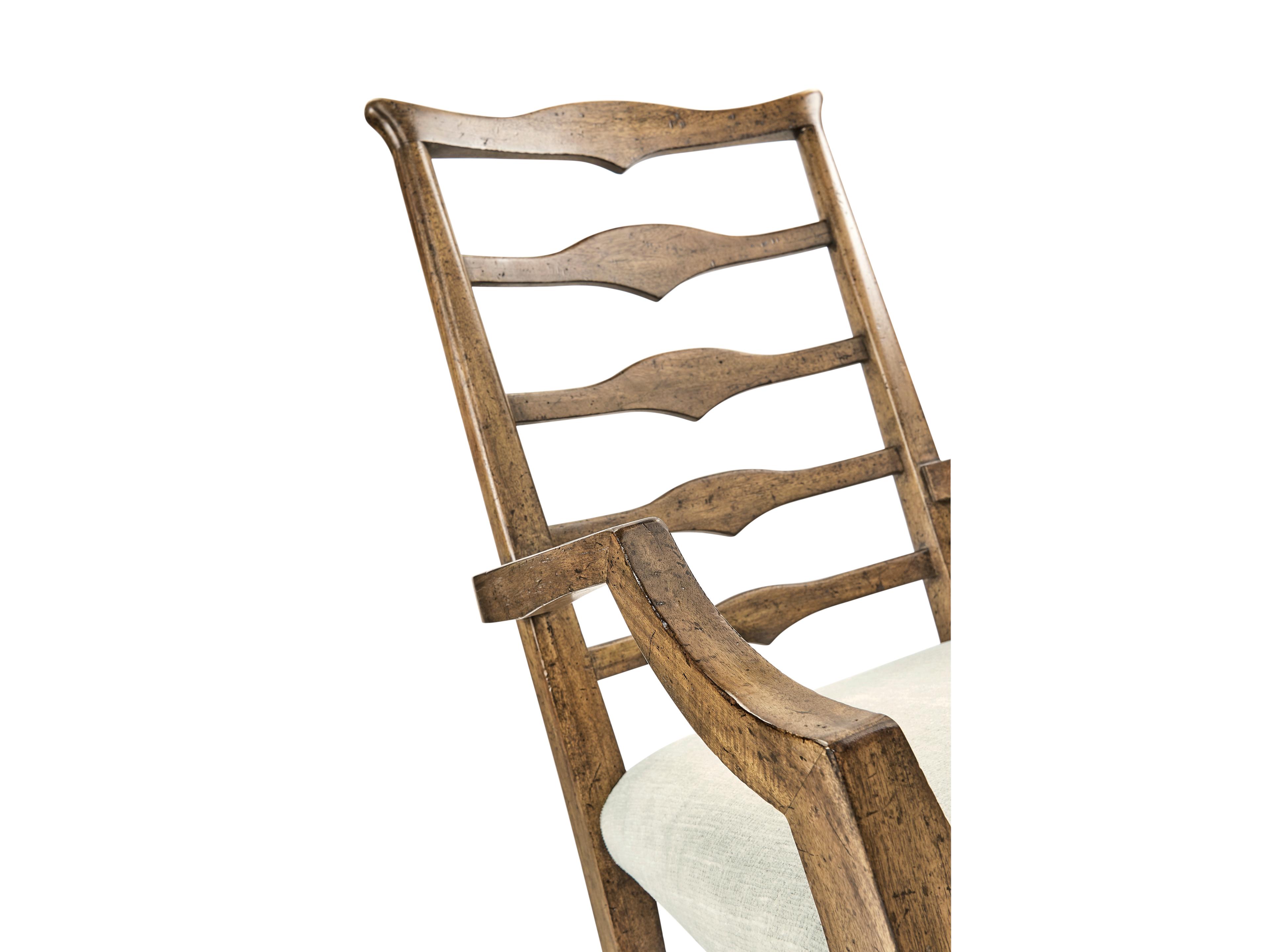 Jonathan Charles Jc Casual Acacia Wood Upholstered Arm Dining Chair