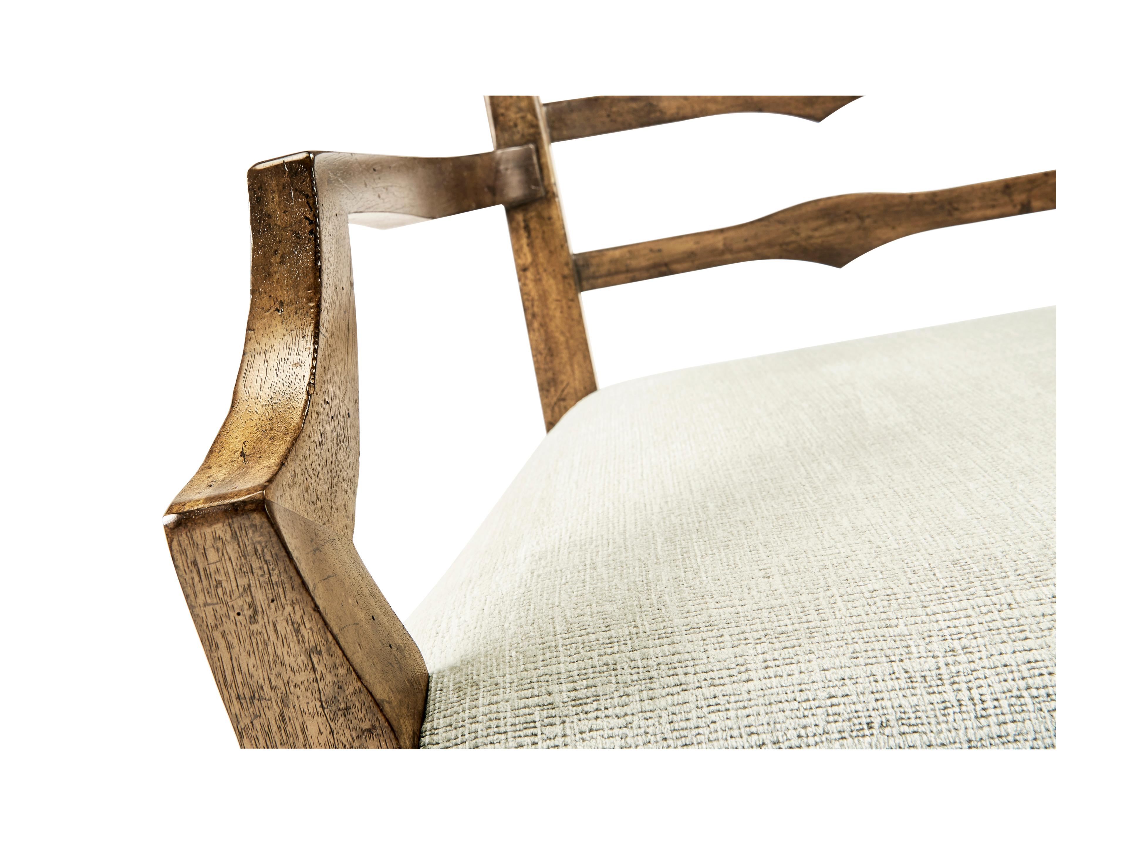 Jonathan Charles Jc Casual Acacia Wood Upholstered Arm Dining Chair