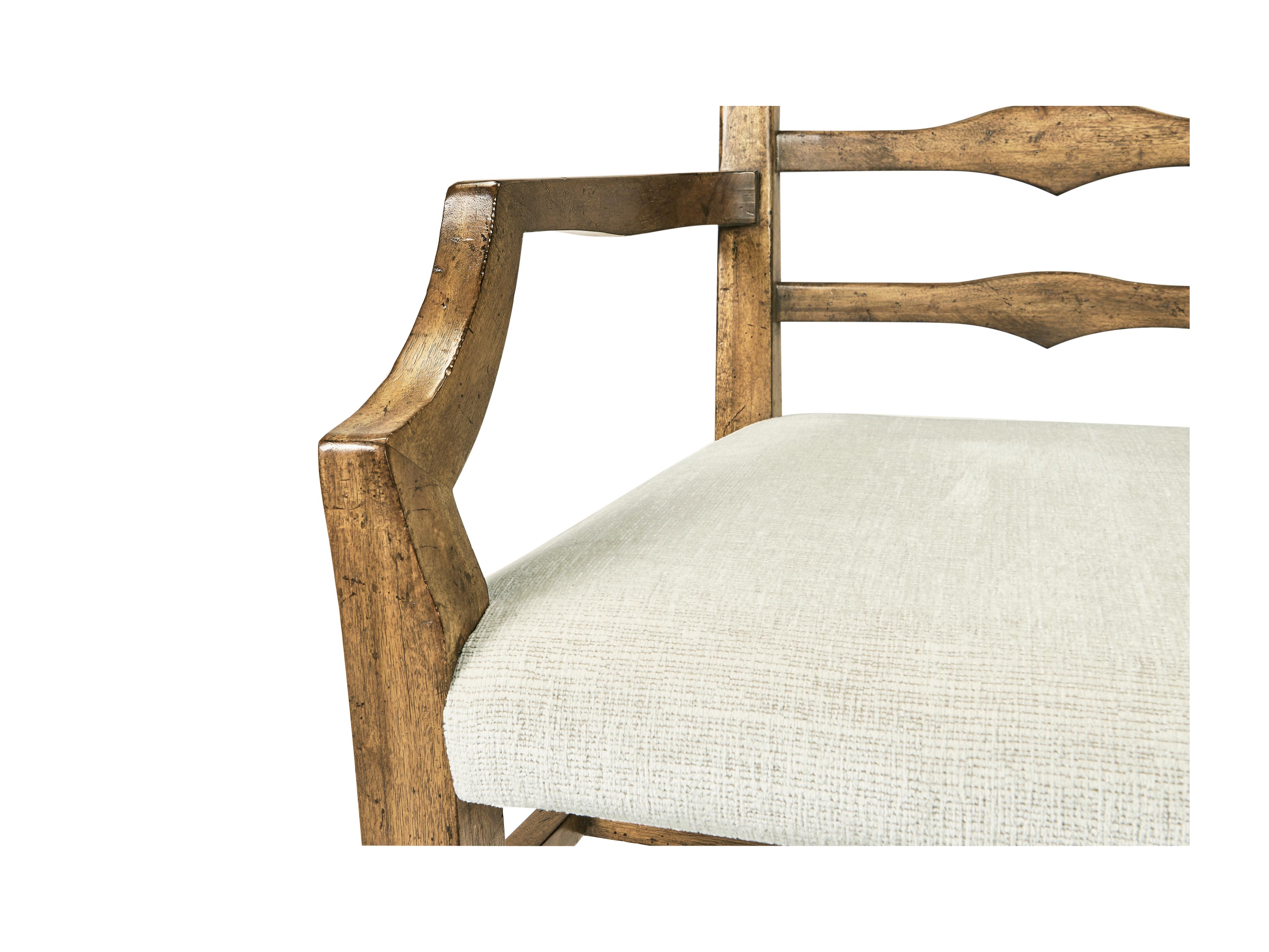 Jonathan Charles Jc Casual Acacia Wood Upholstered Arm Dining Chair