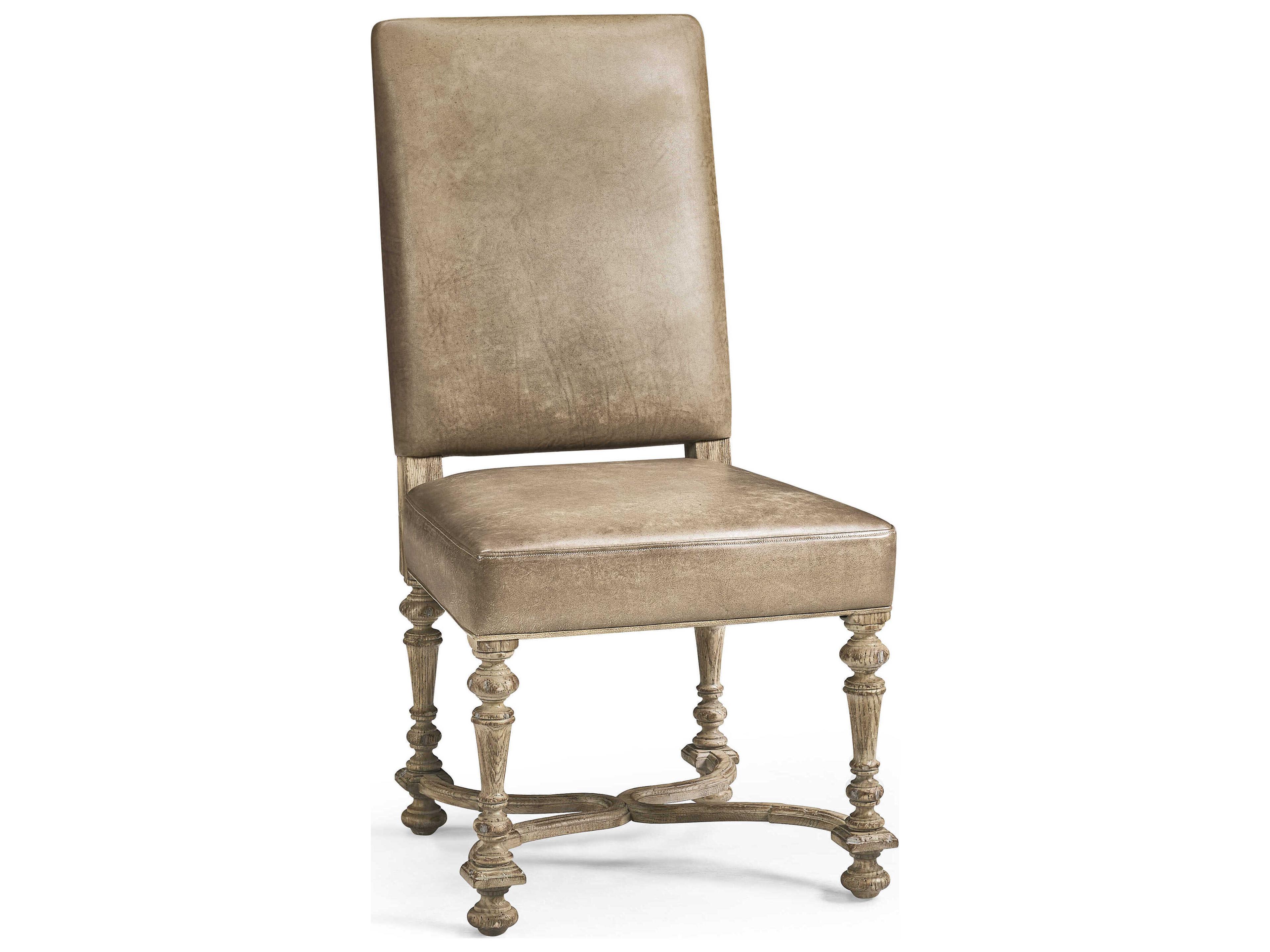 Sagehill Oak Wood Gray Leather Armless Dining Chair