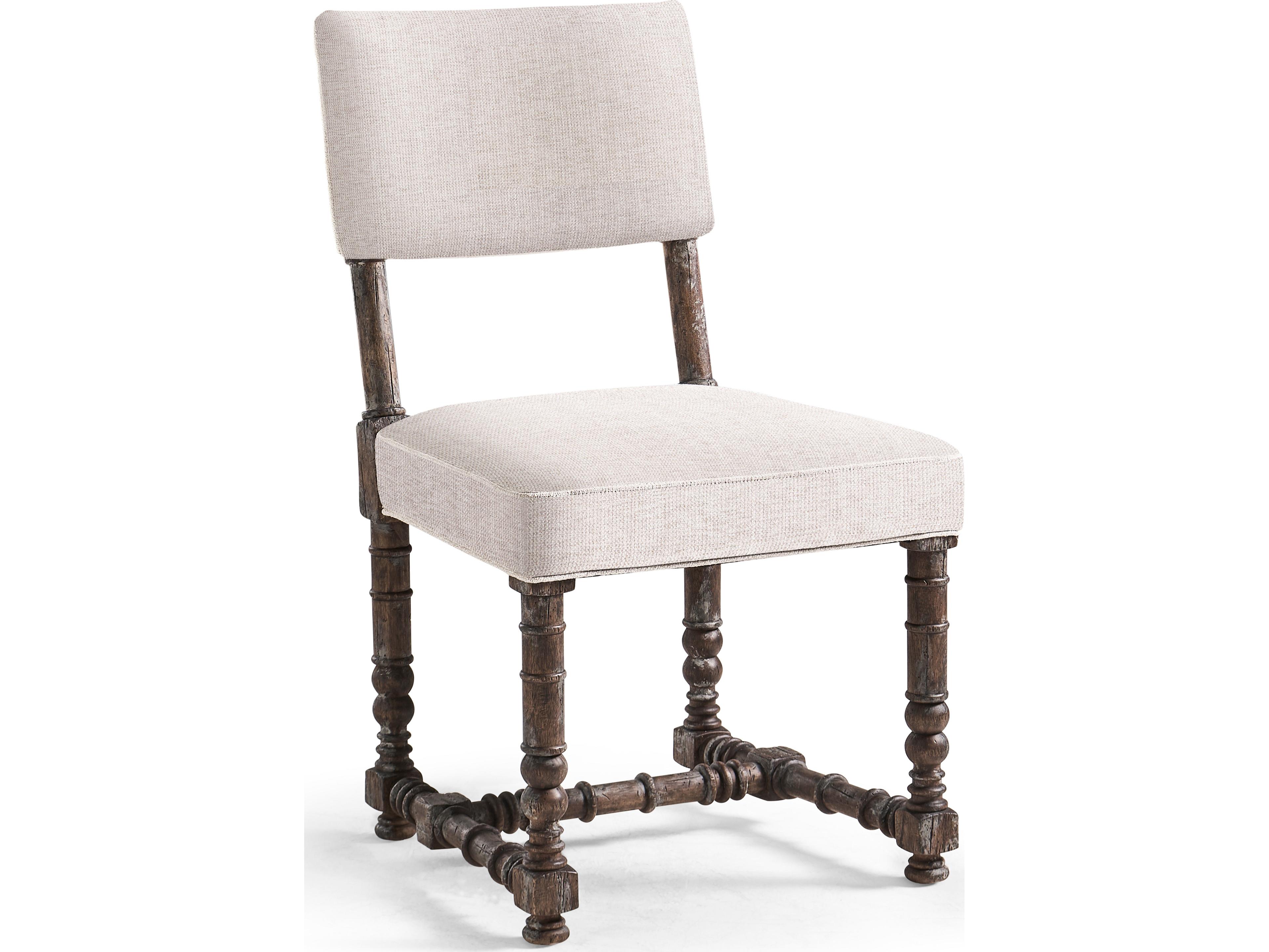 Caldera Acacia Wood White Upholstered Armless Dining Chair