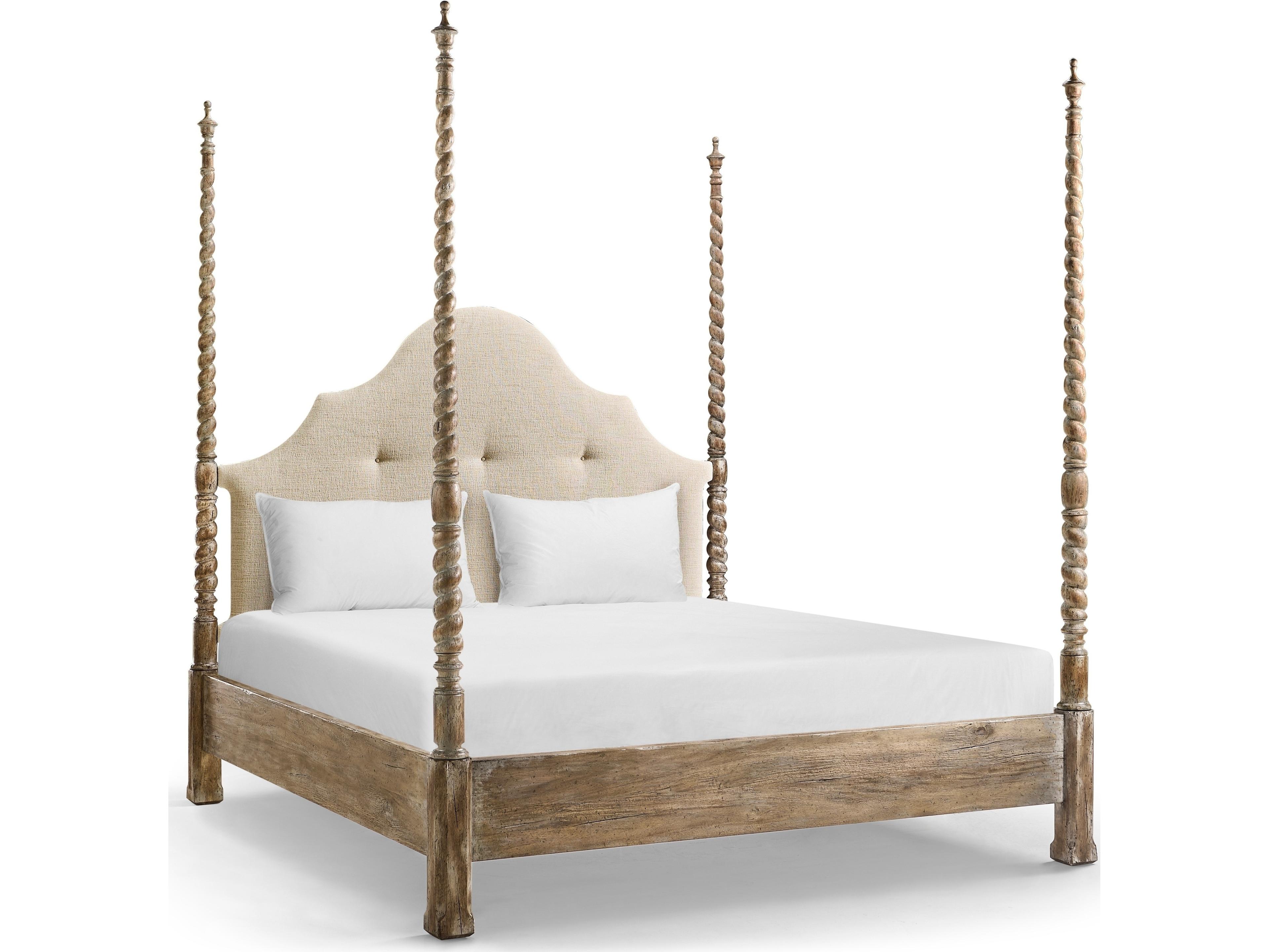 Caldera Light Spain Painted Walnut Brown Acacia Wood California King Four Poster Bed