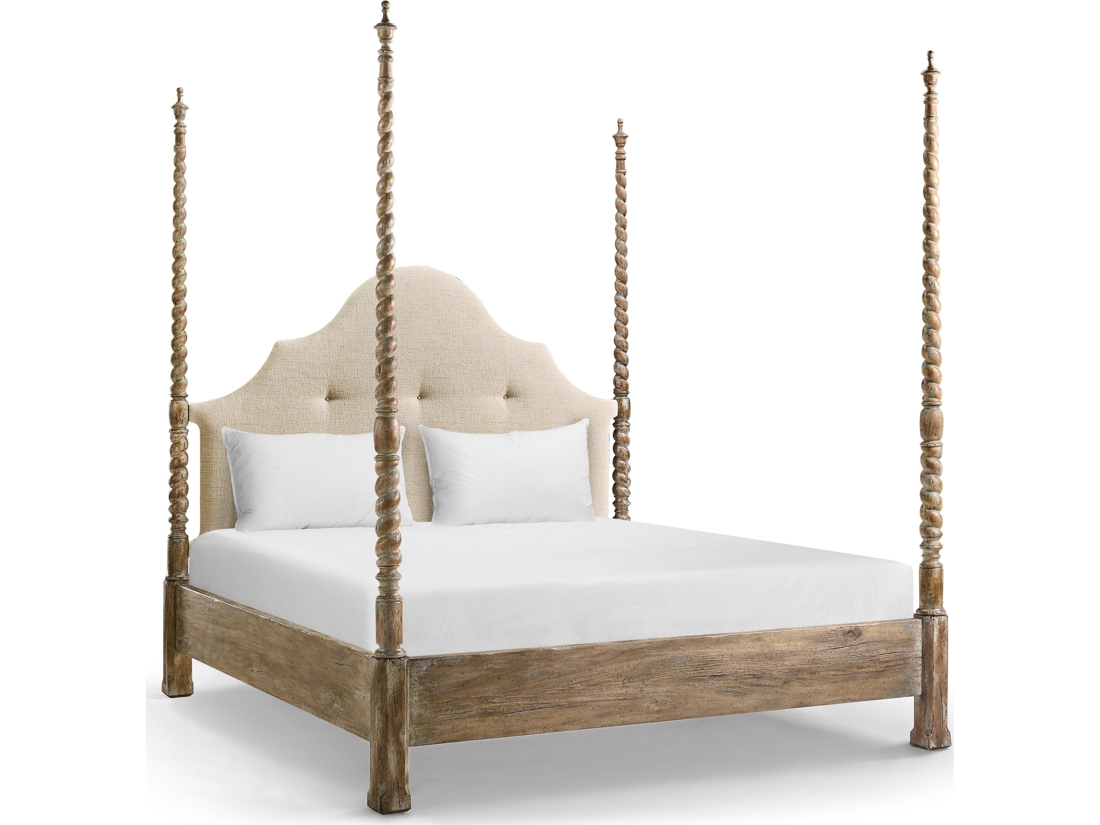 Caldera Light Spain Painted Walnut Brown Acacia Wood King Four Poster Bed