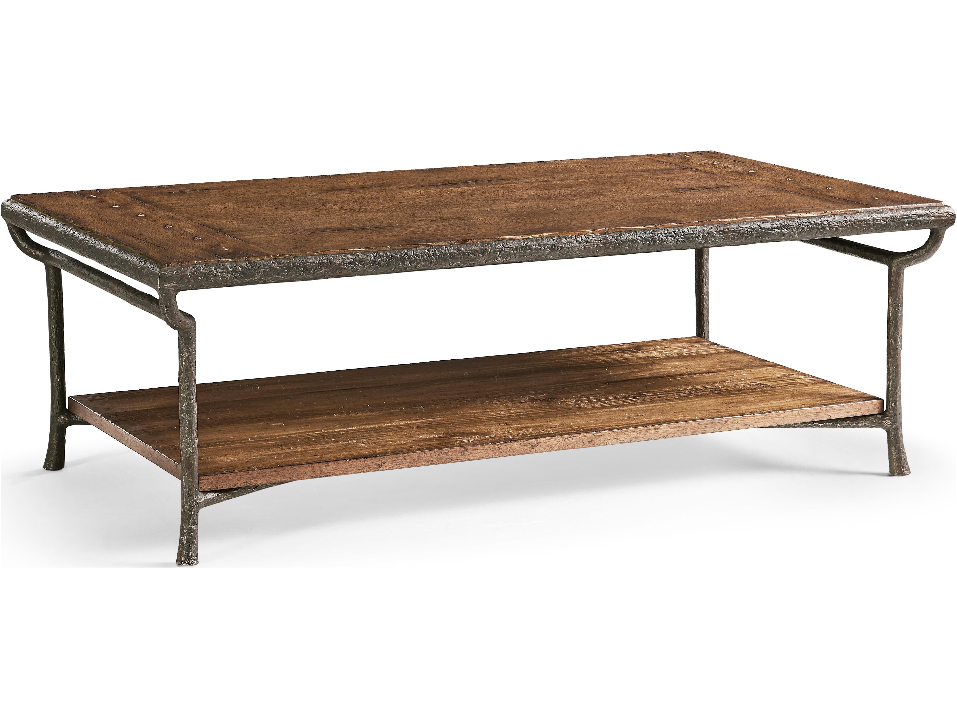 Jc Casual Rectangular Wood Cast Metal Coffee Table