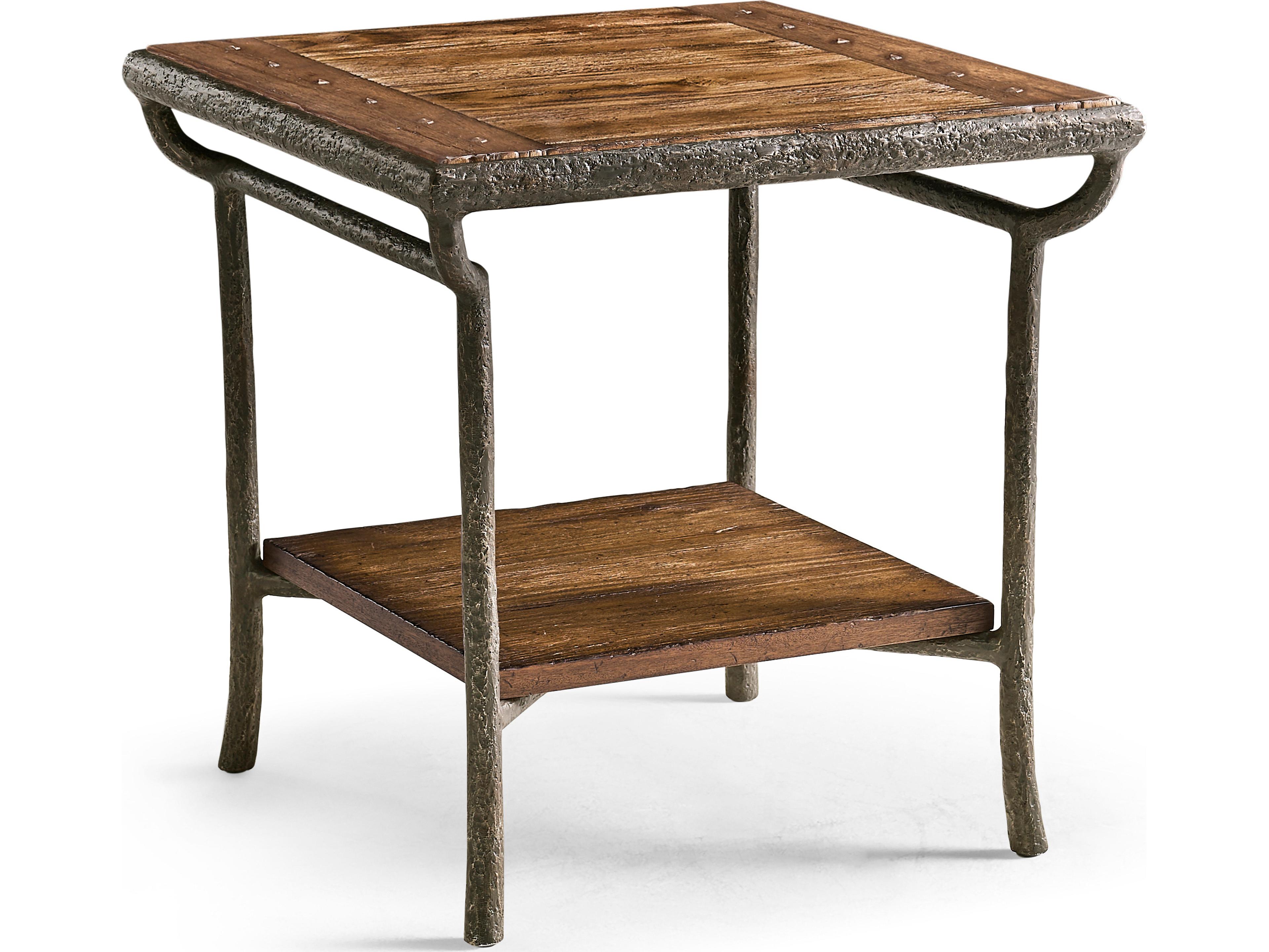 Jc Casual Square Wood Cast Metal End Table