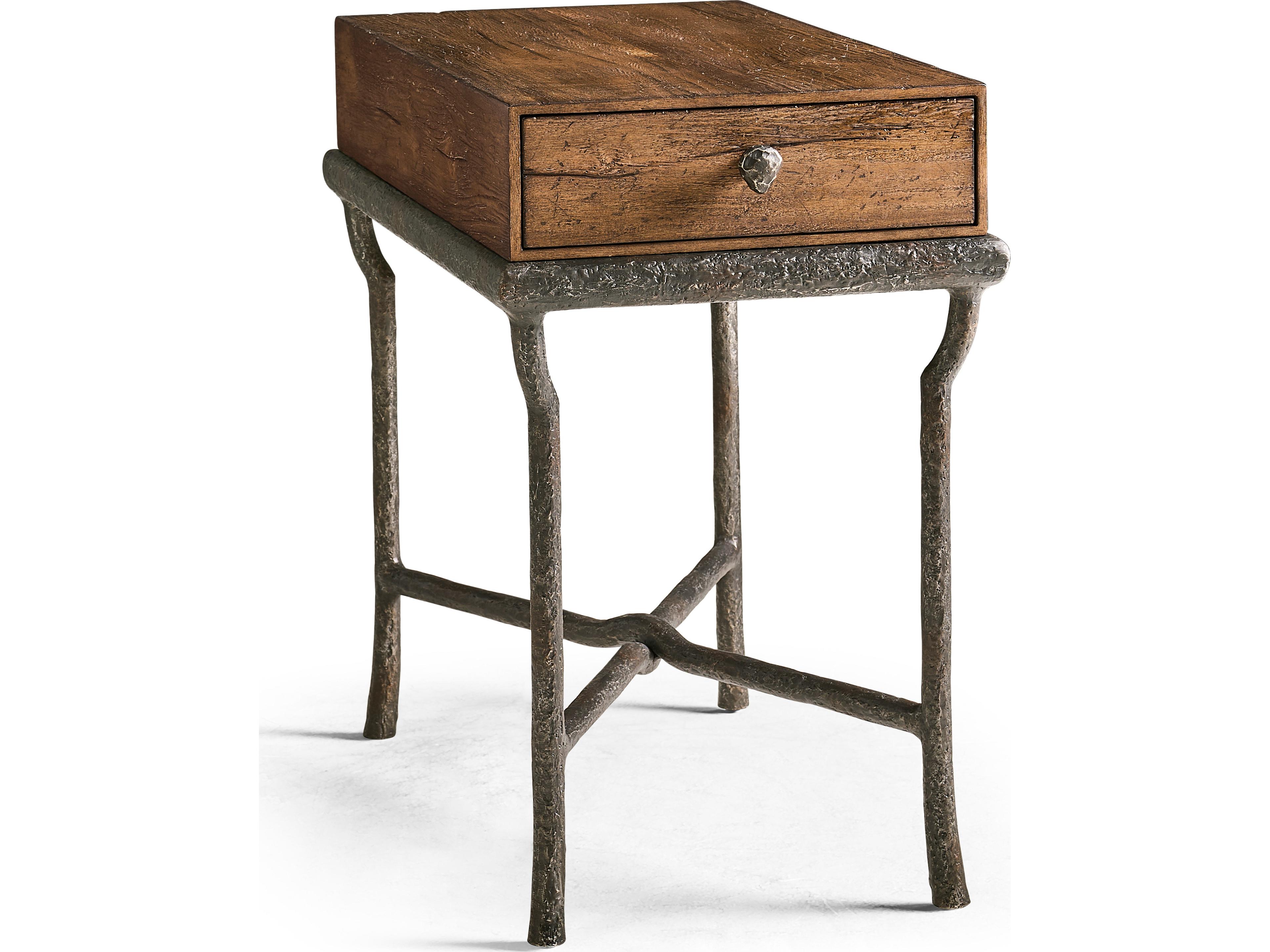 Jc Casual Square Wood Cast Metal End Table