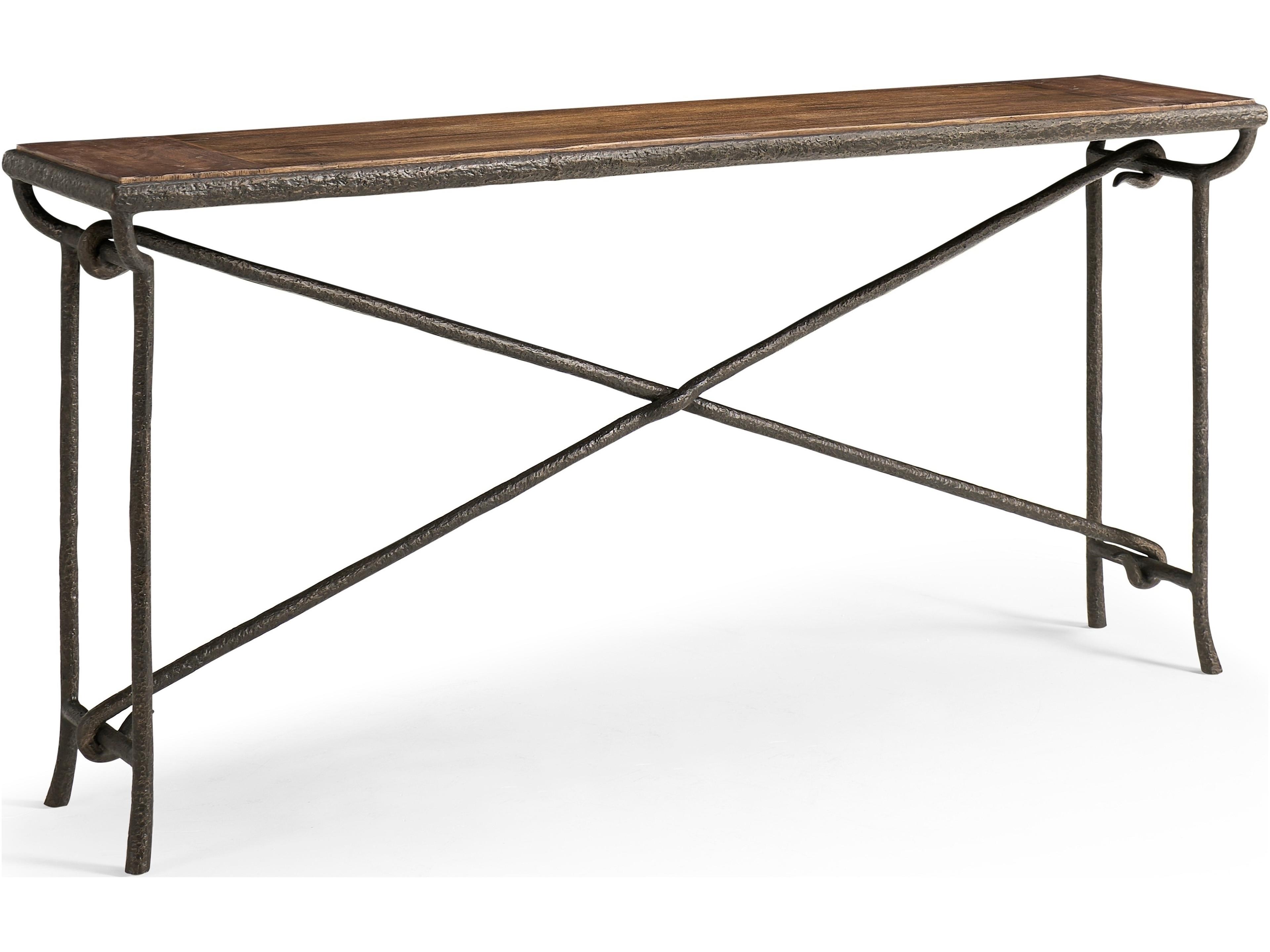 Jc Casual Rectangular Wood Cast Metal Console Table