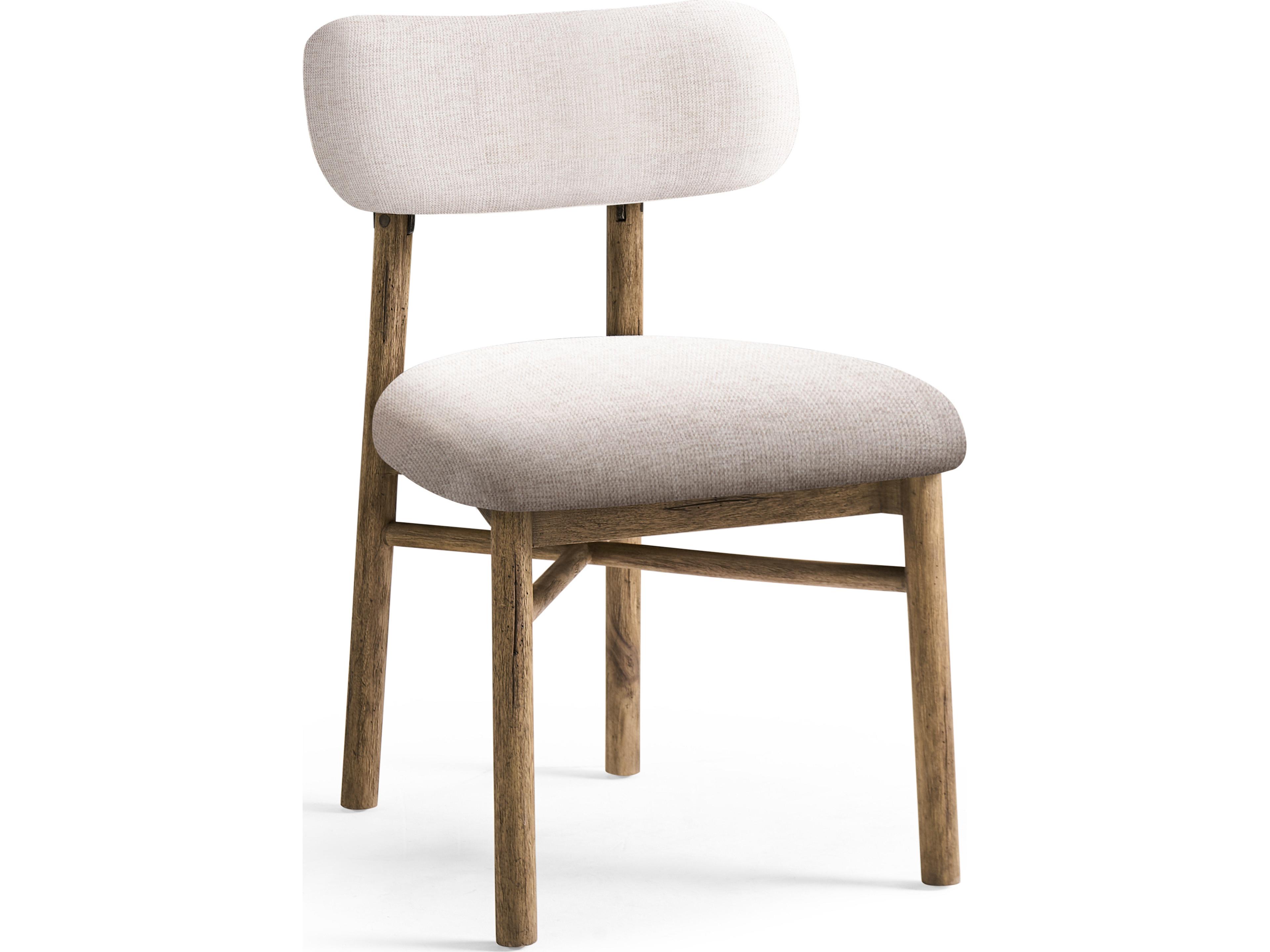 Stone Ridge Acacia Wood White Upholstered Armless Dining Chair