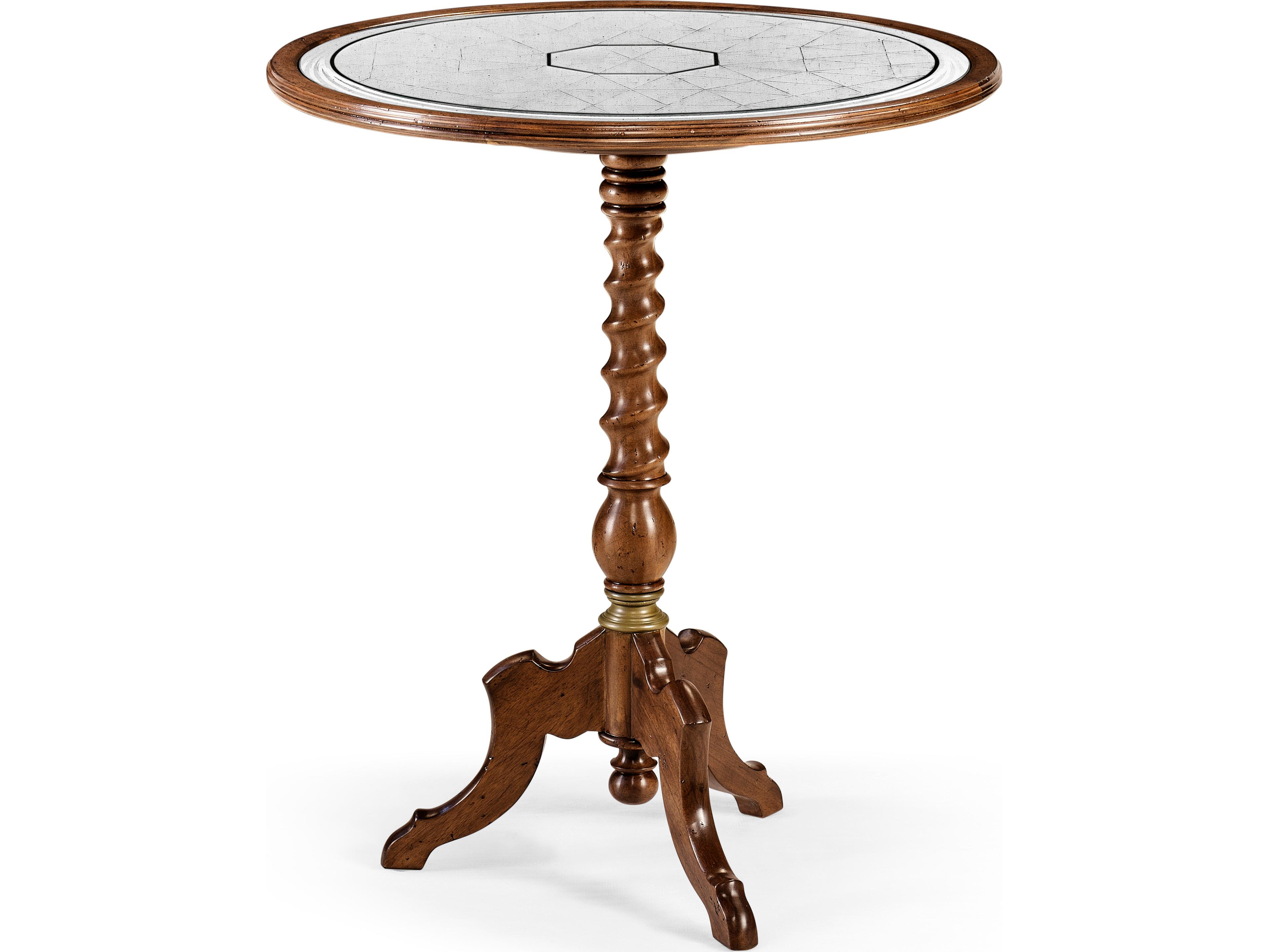 Jonathan Charles Jc Traditional Round Glass Walnut End Table