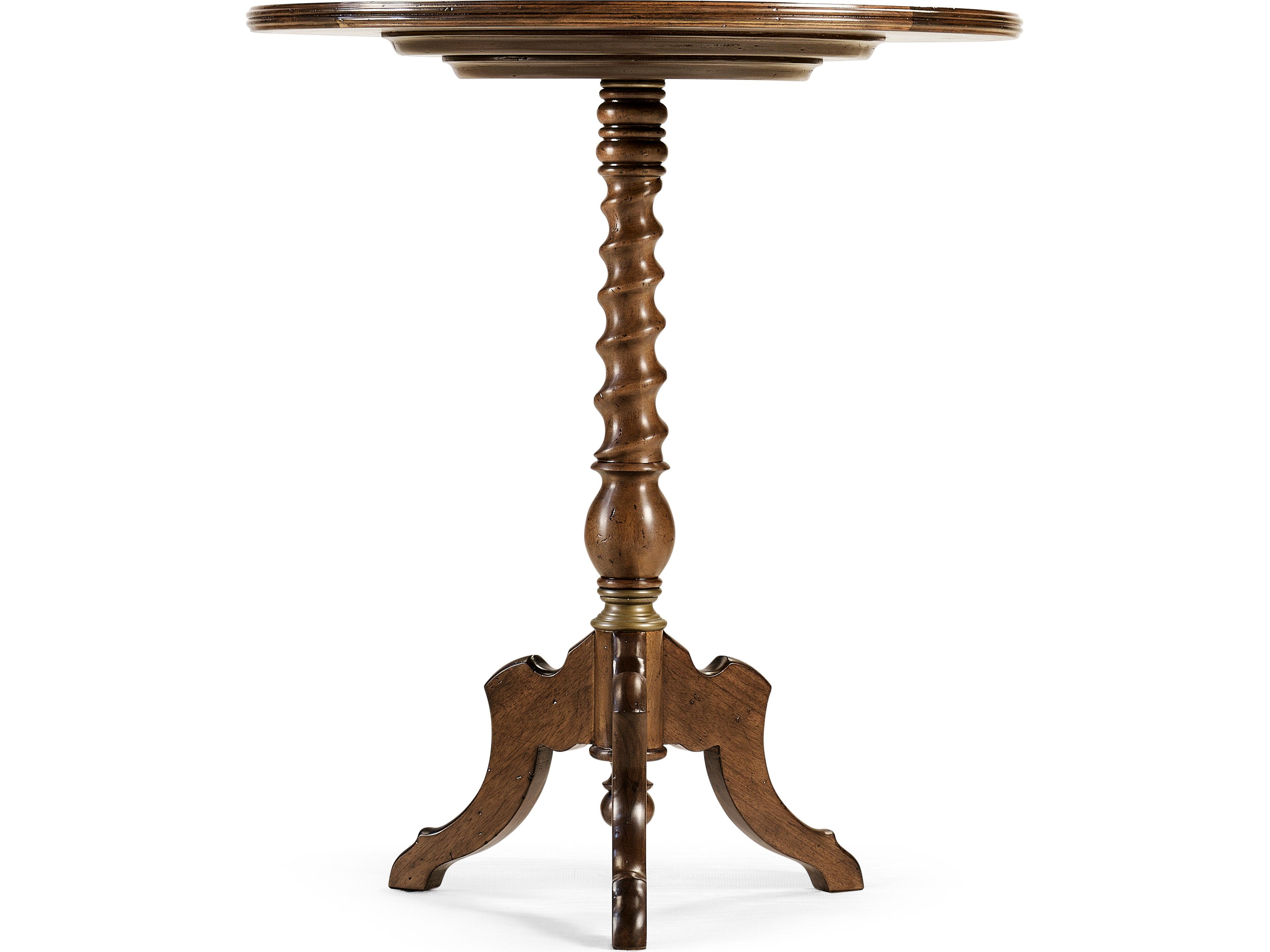 Jonathan Charles Jc Traditional Round Glass Walnut End Table