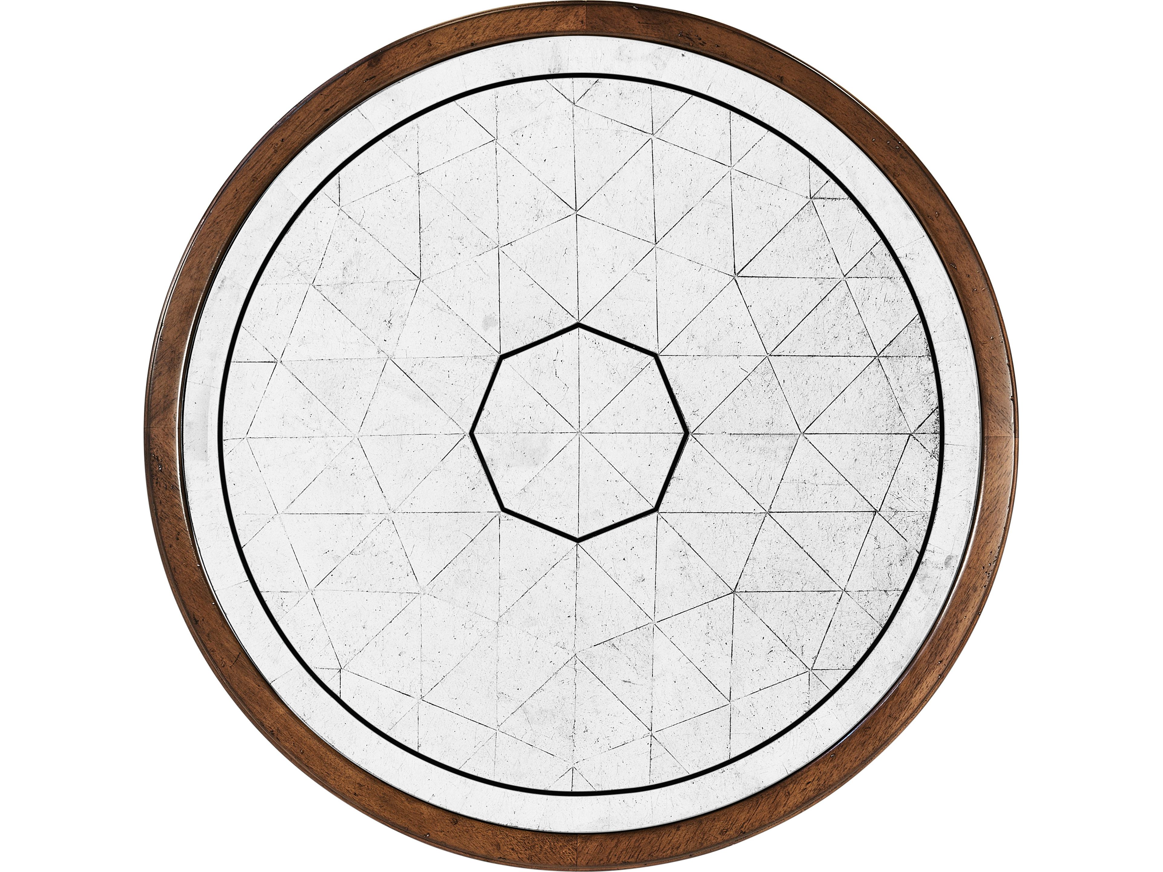 Jonathan Charles Jc Traditional Round Glass Walnut End Table