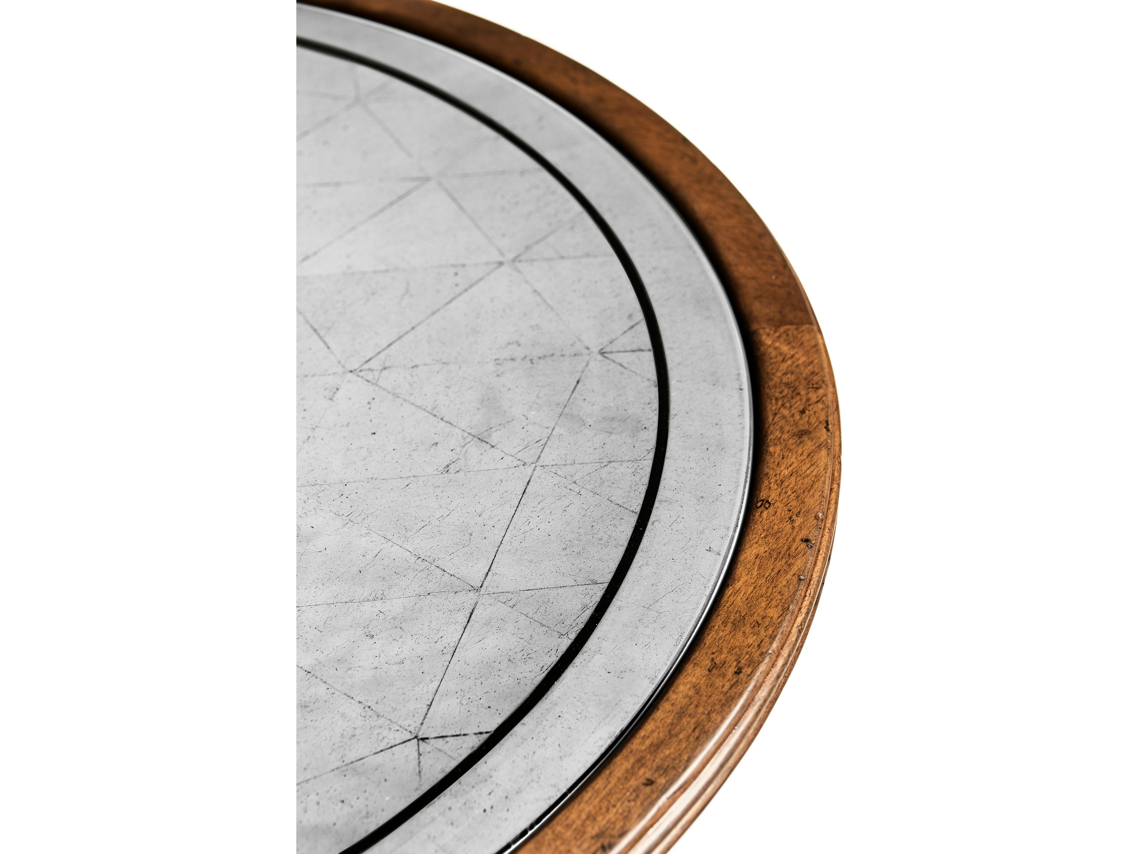 Jonathan Charles Jc Traditional Round Glass Walnut End Table