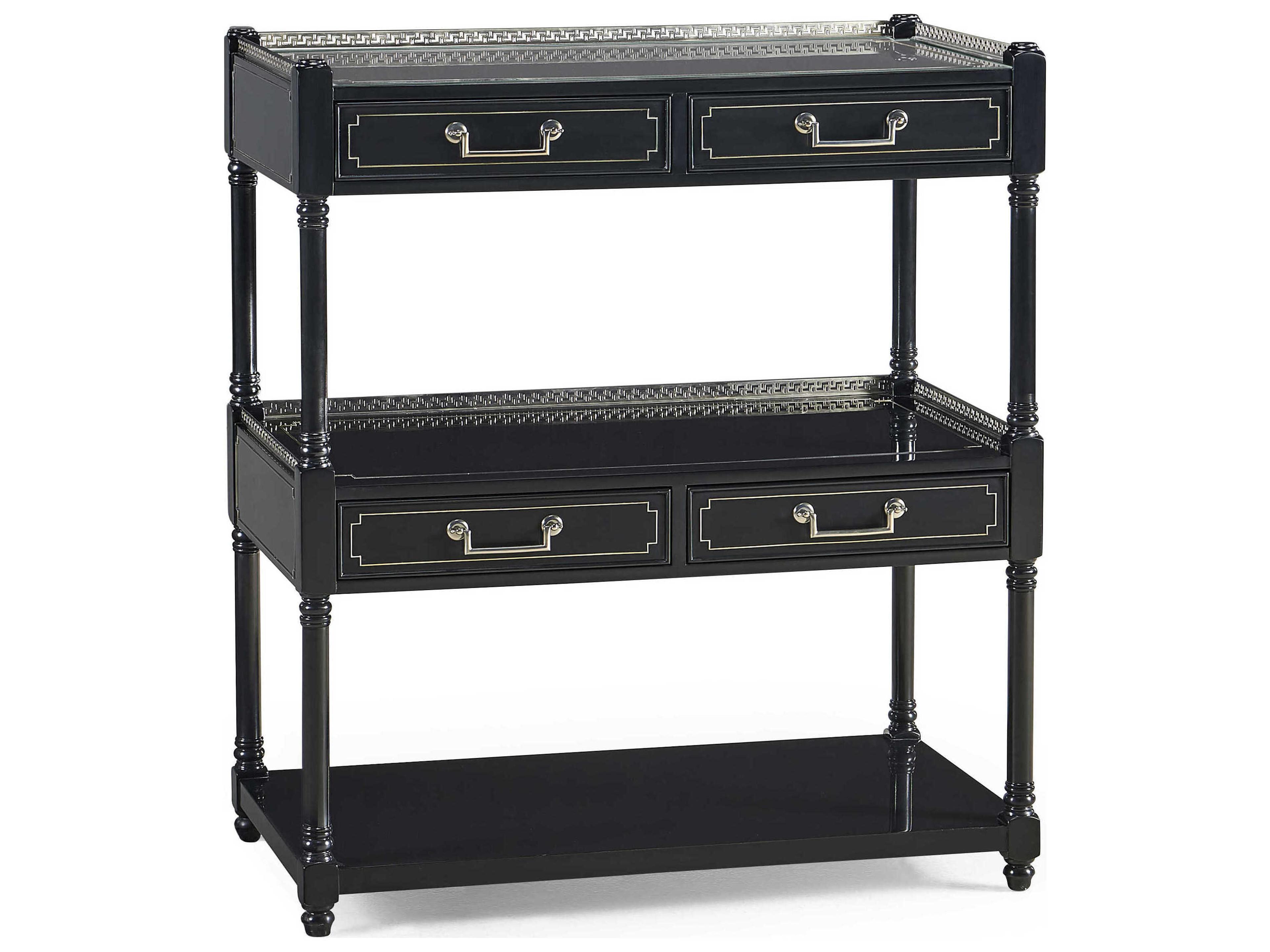 Reimagined Rectangular Wood Painted Formal Black Console Table