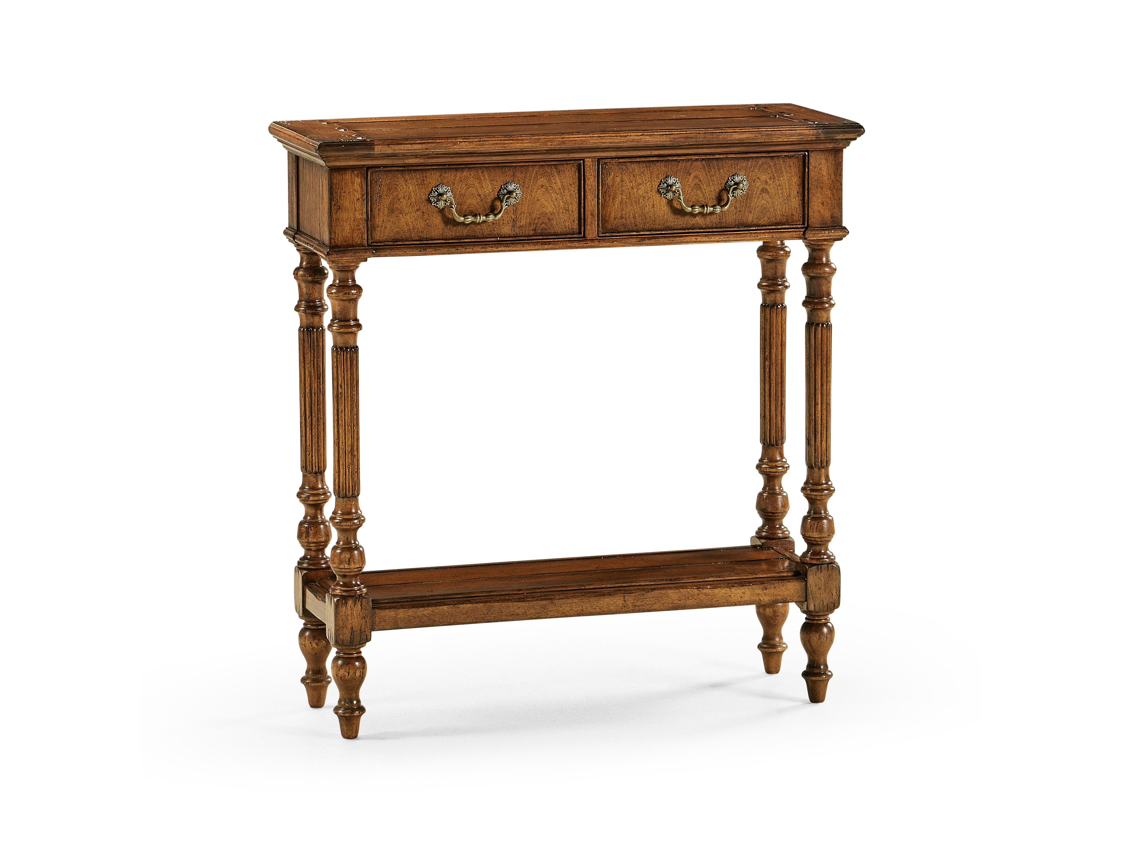 Jonathan Charles Country Farmhouse Rectangular Wood Walnut Distressed Console Table