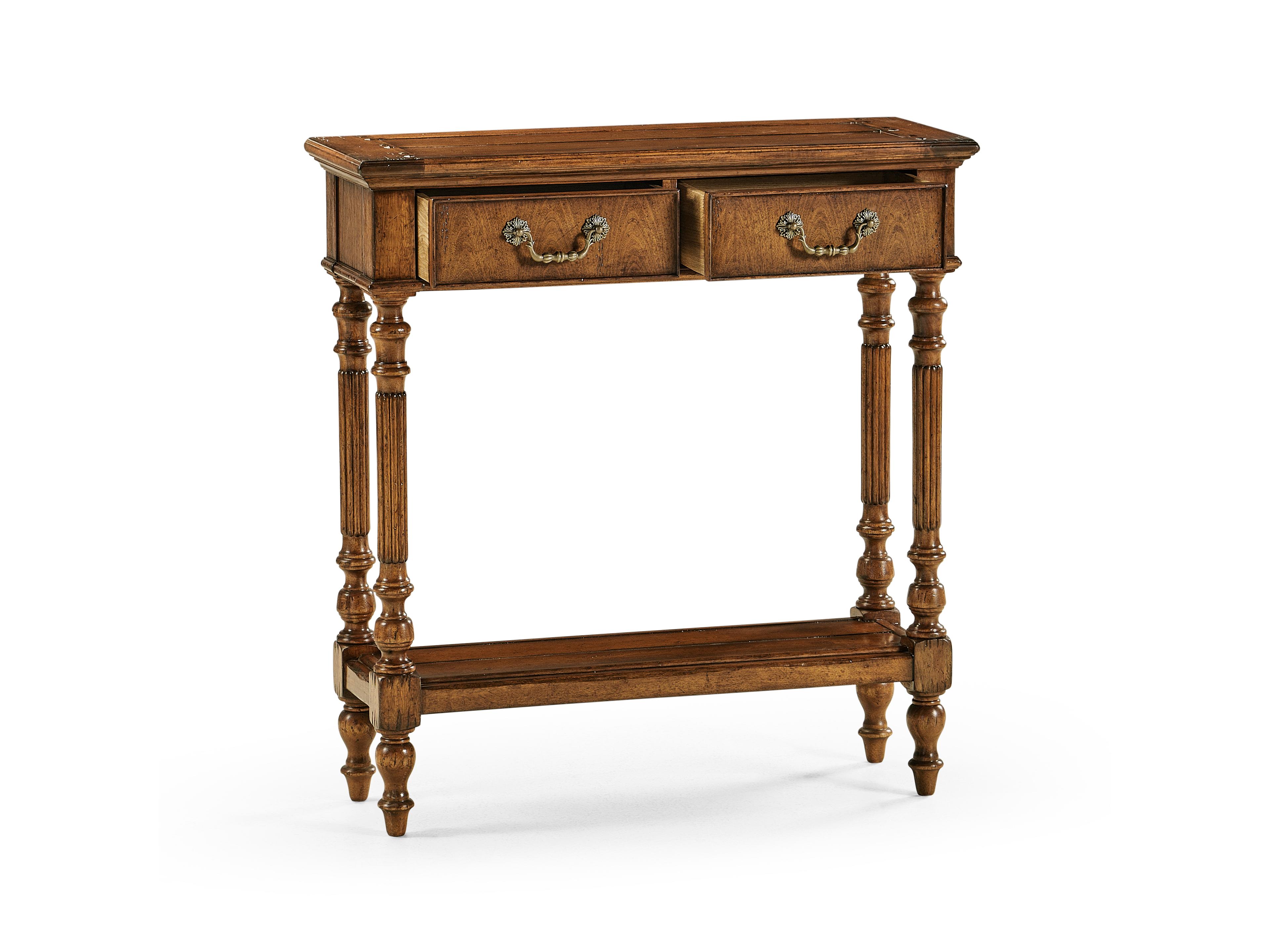 Jonathan Charles Country Farmhouse Rectangular Wood Walnut Distressed Console Table