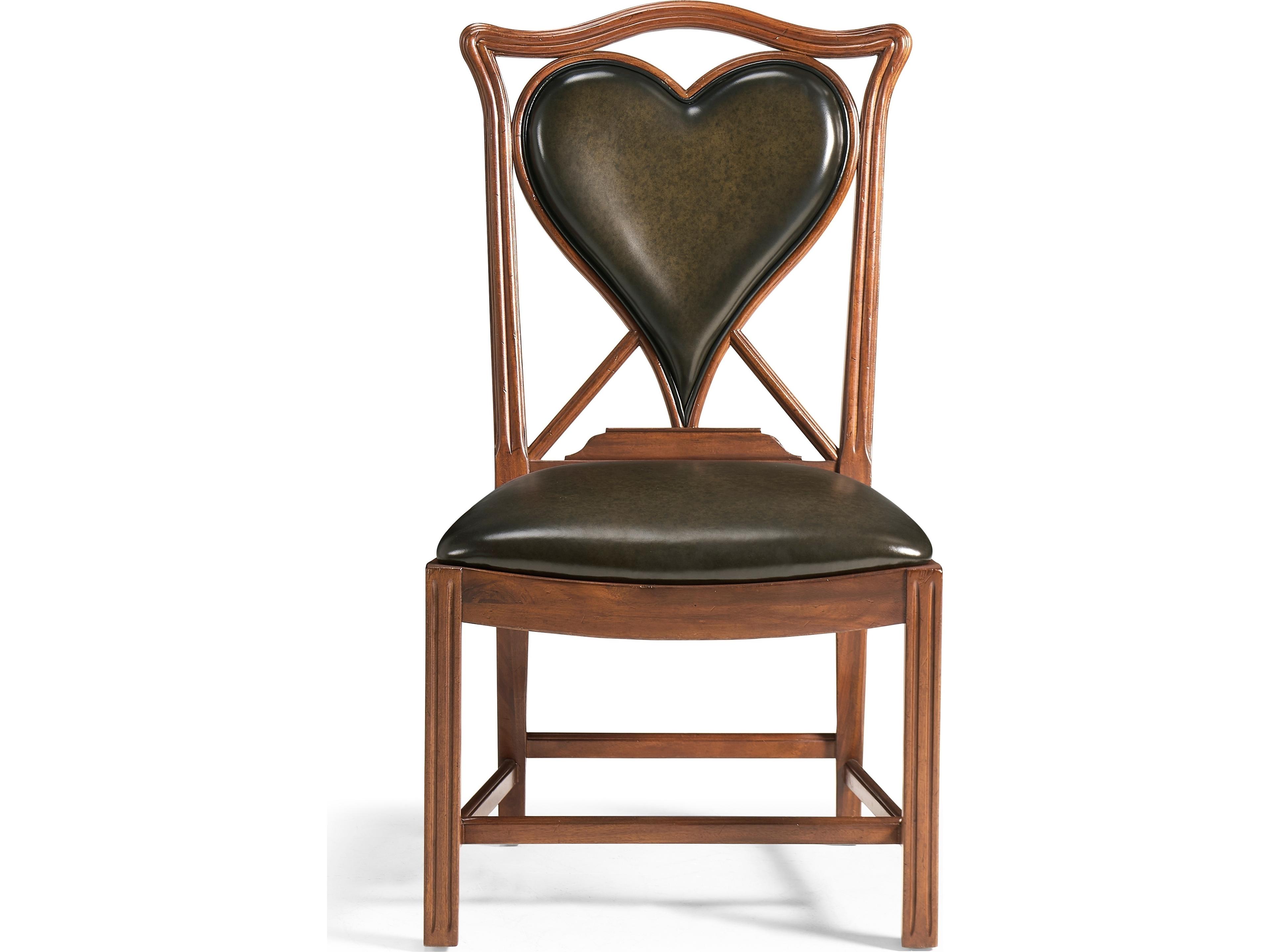 Jonathan Charles Jc Traditional Heart Acacia Wood Brown Leather Armless Dining Chair