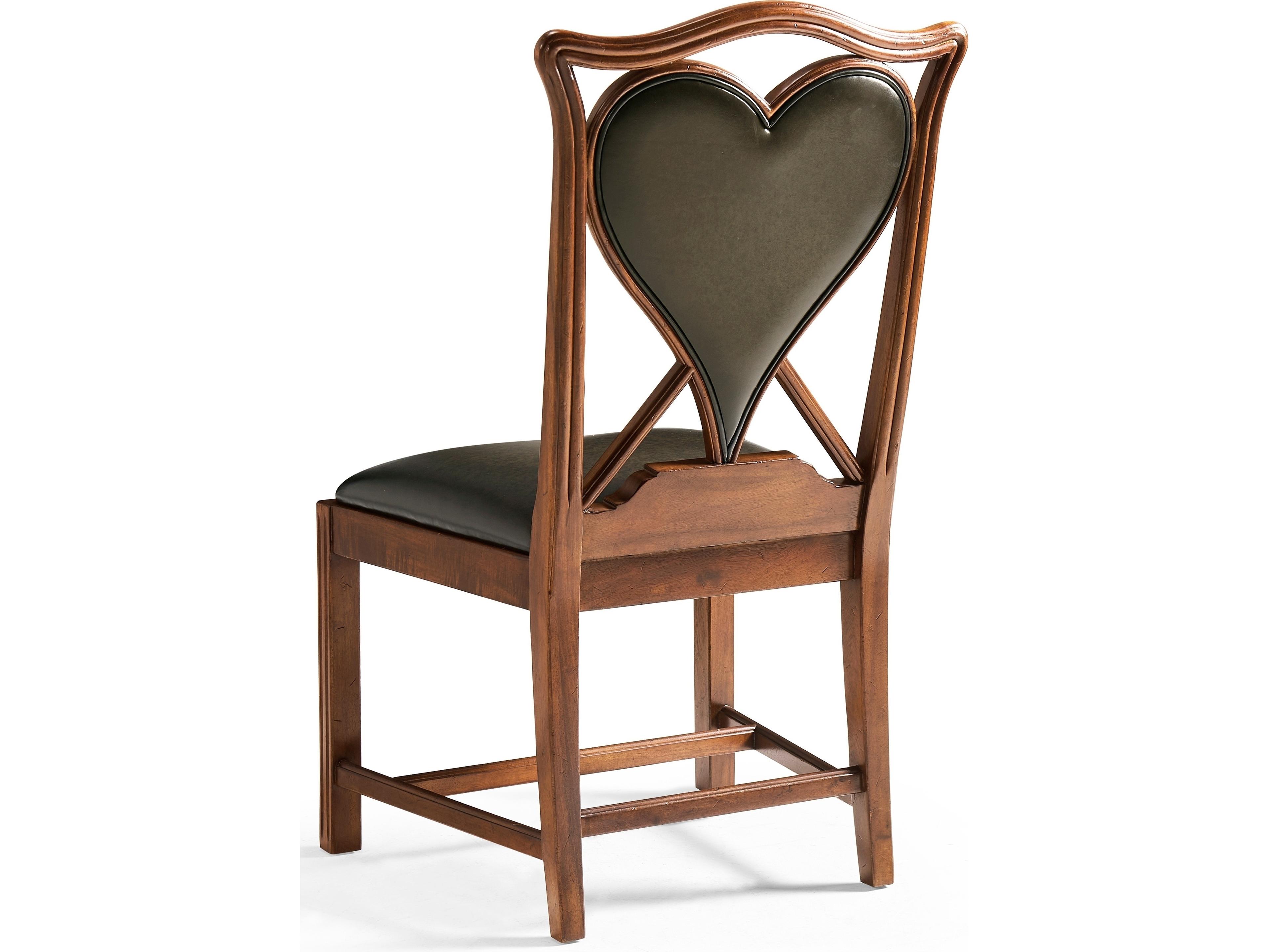 Jonathan Charles Jc Traditional Heart Acacia Wood Brown Leather Armless Dining Chair