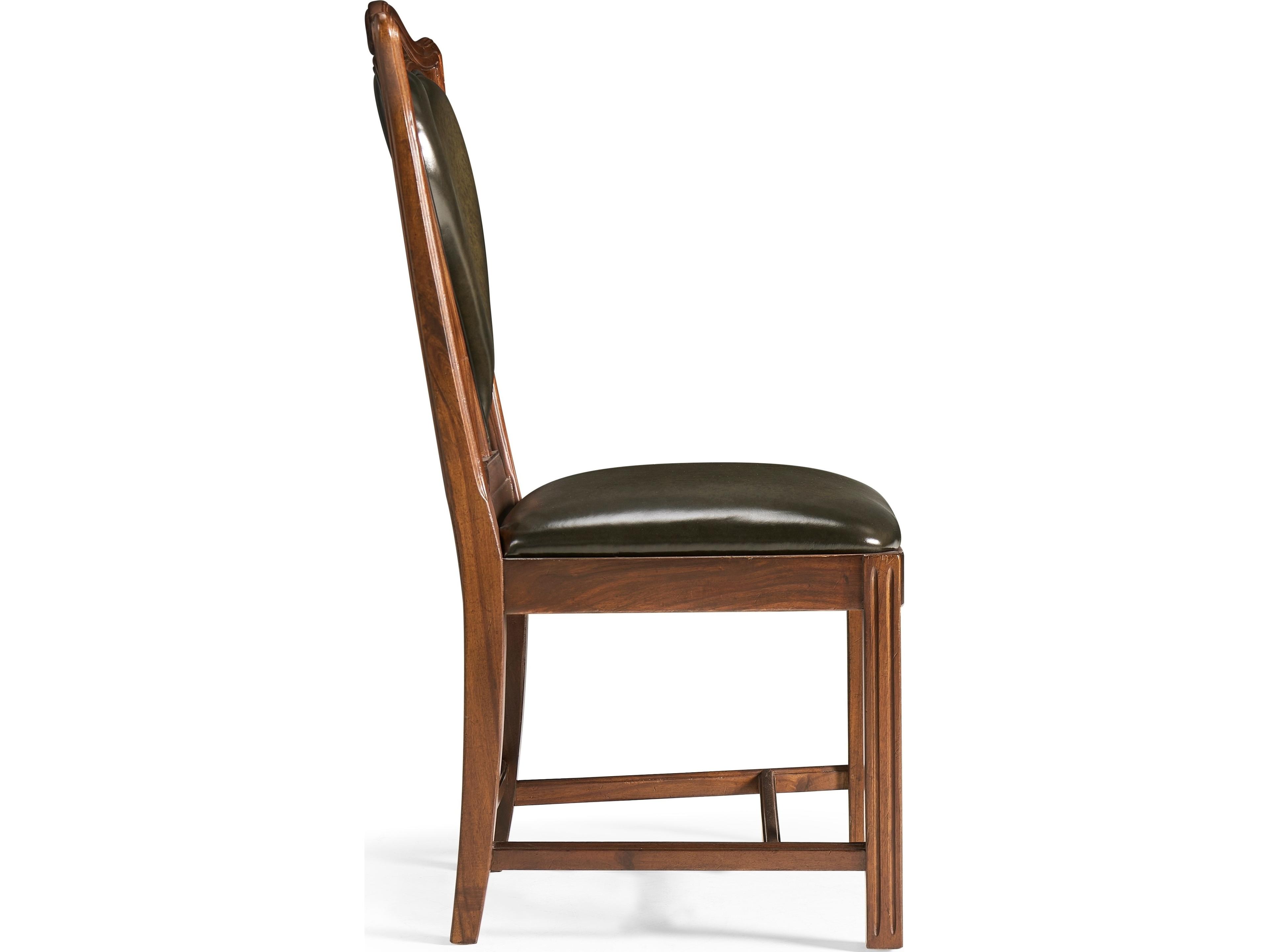 Jonathan Charles Jc Traditional Heart Acacia Wood Brown Leather Armless Dining Chair