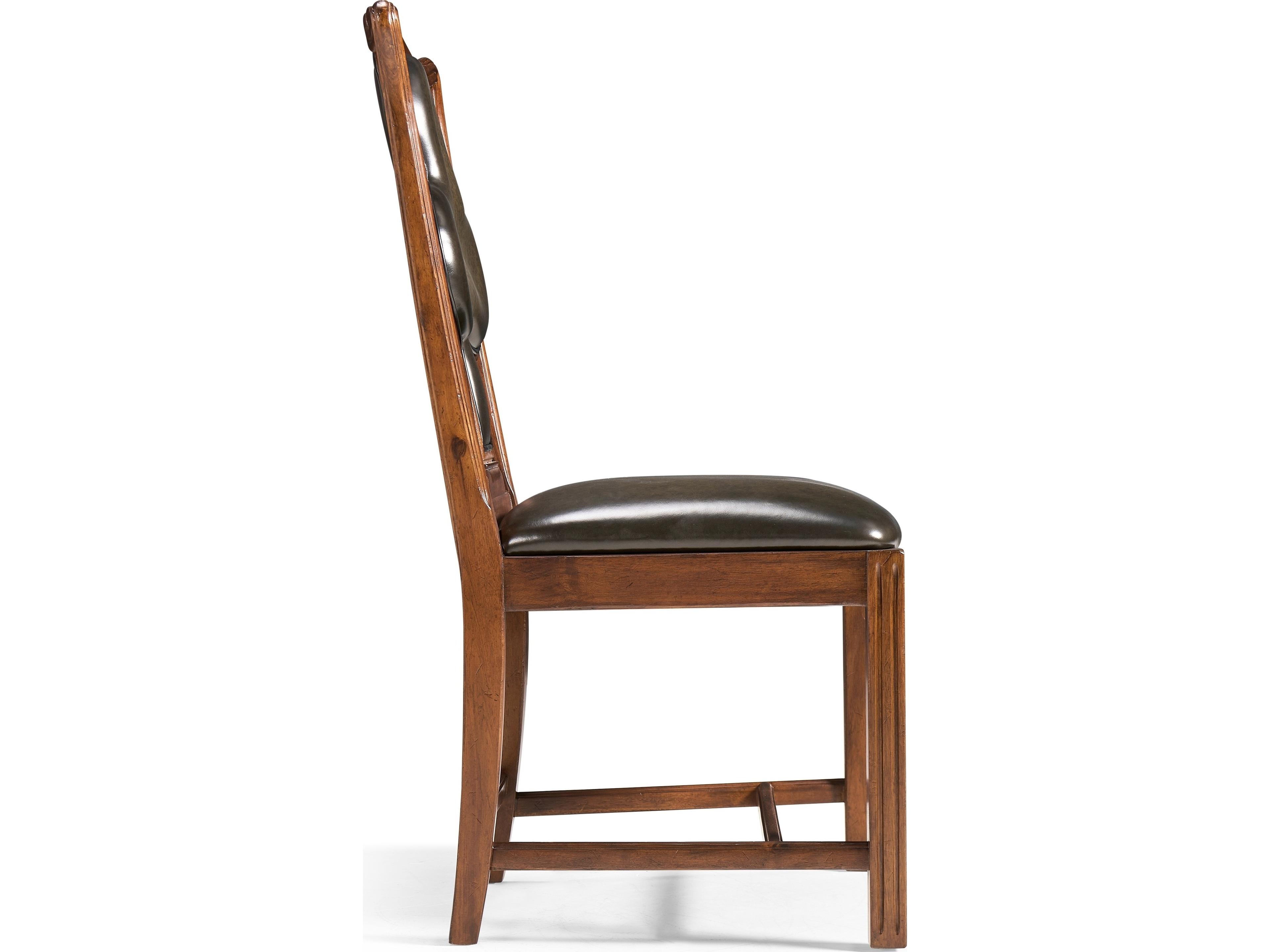 Jonathan Charles Jc Traditional Club Acacia Wood Brown Leather Armless Dining Chair