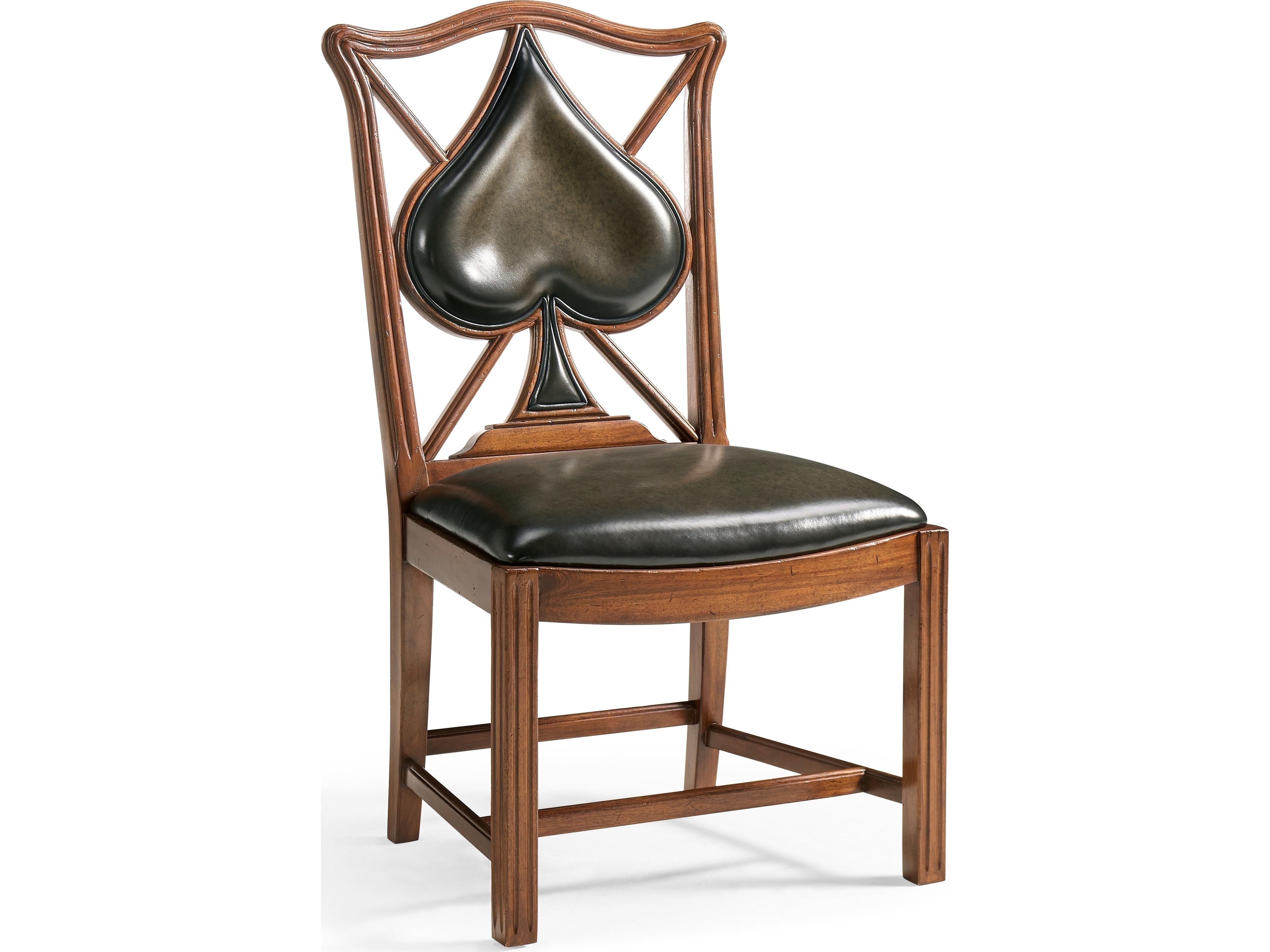 Jonathan Charles Jc Traditional Spade Acacia Wood Brown Leather Armless Dining Chair