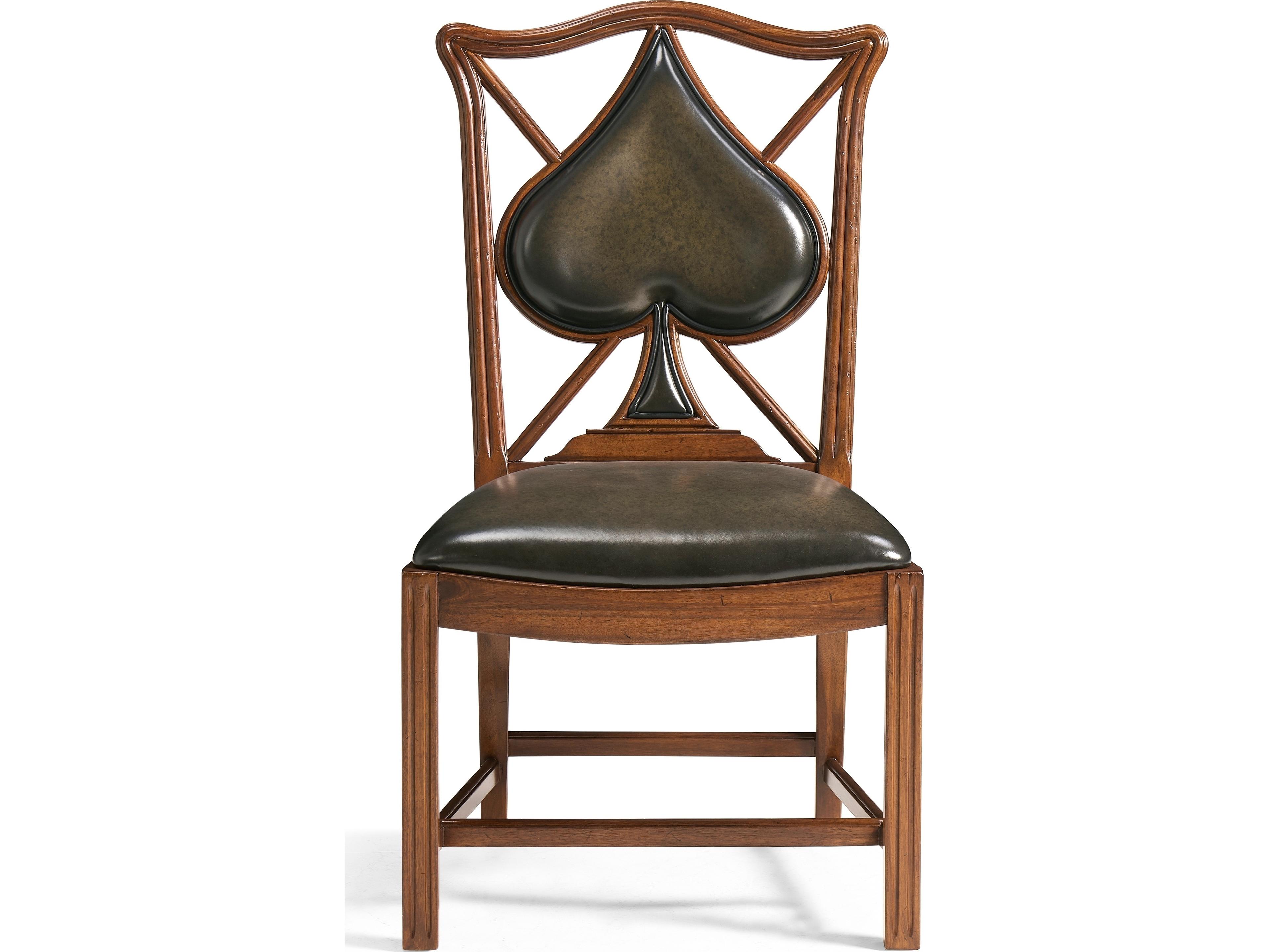 Jonathan Charles Jc Traditional Spade Acacia Wood Brown Leather Armless Dining Chair