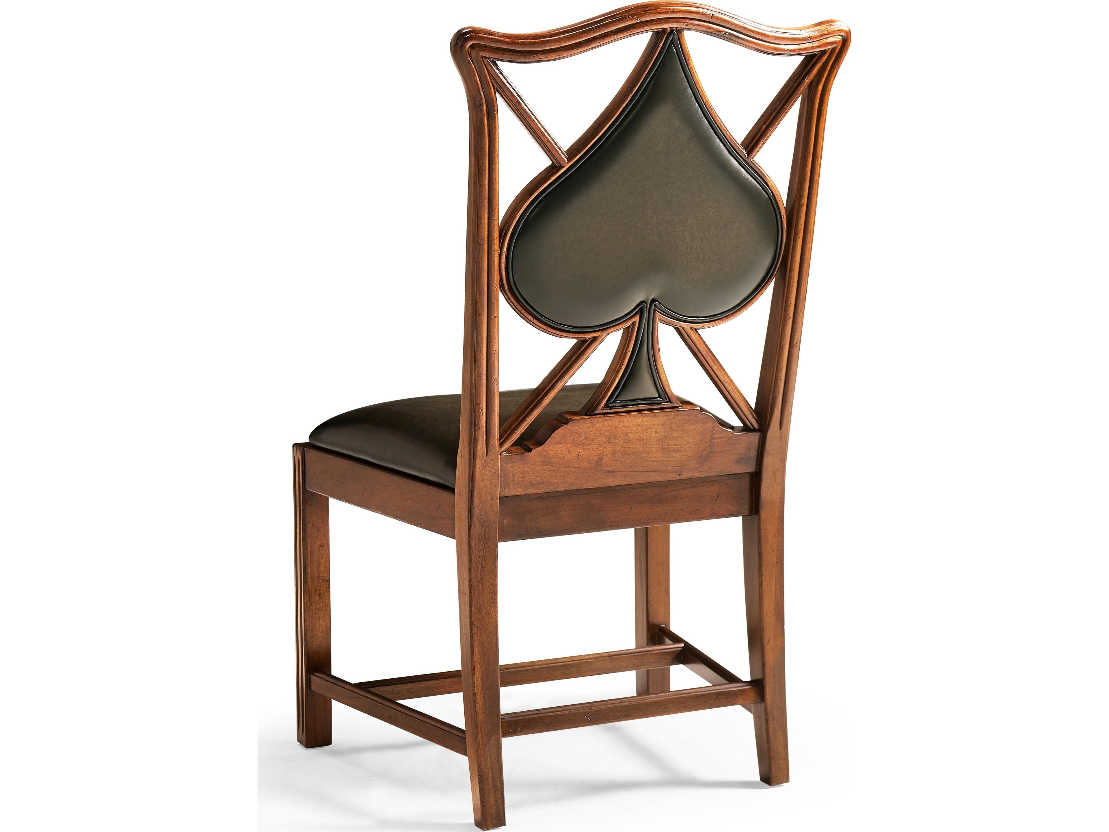 Jonathan Charles Jc Traditional Spade Acacia Wood Brown Leather Armless Dining Chair