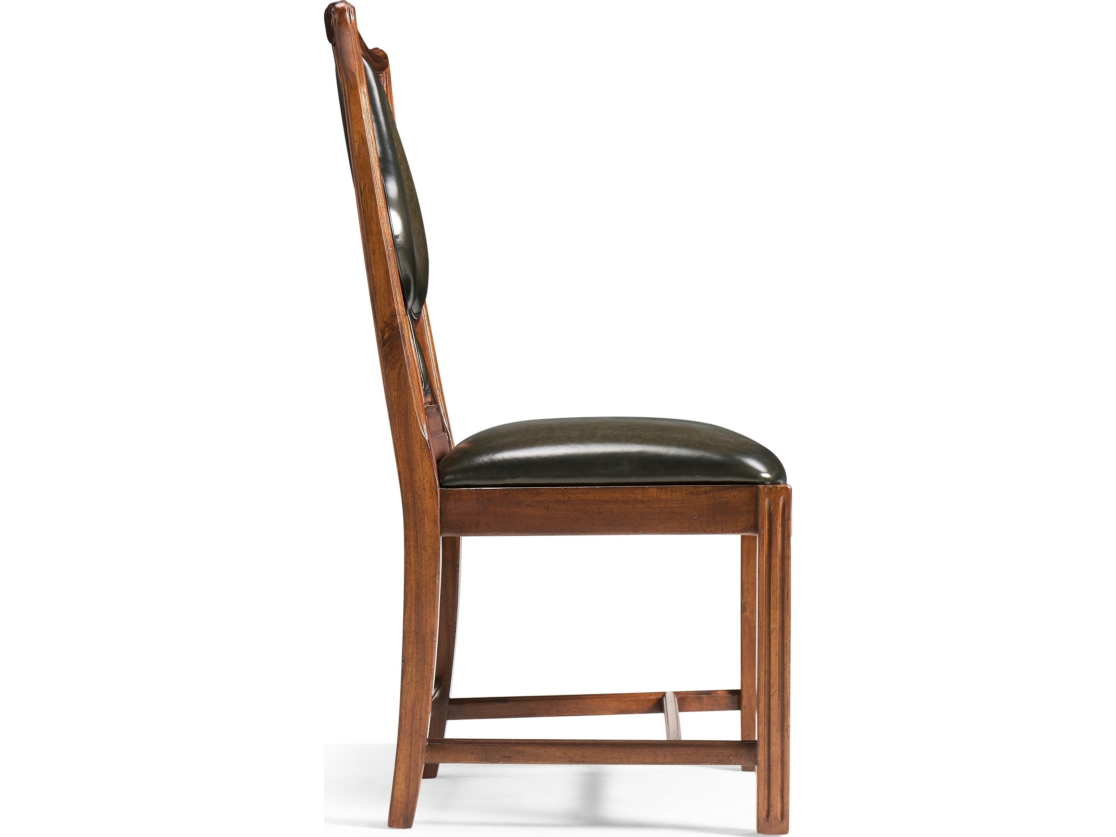 Jonathan Charles Jc Traditional Spade Acacia Wood Brown Leather Armless Dining Chair