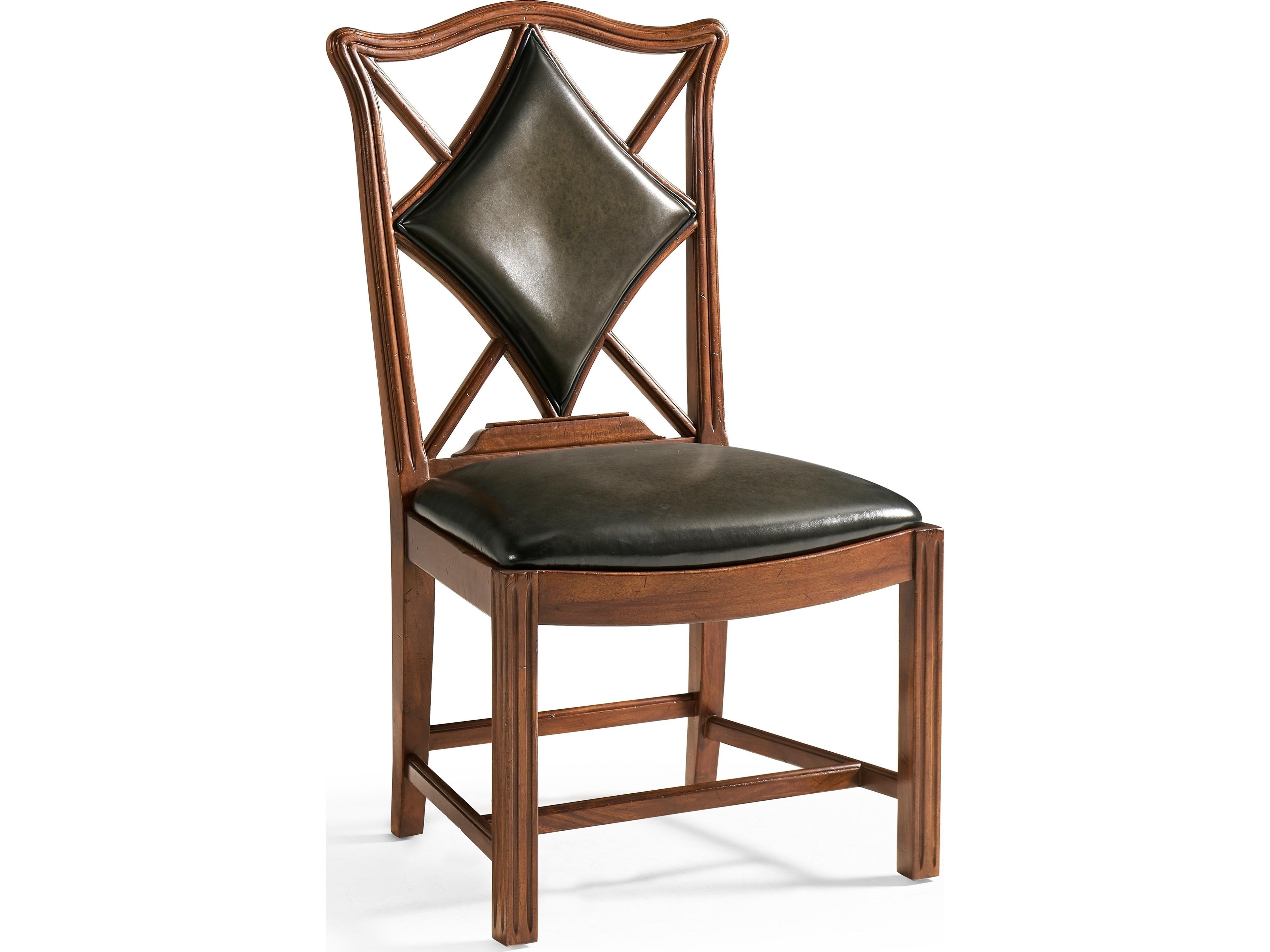 Jonathan Charles Jc Traditional Diamond Acacia Wood Brown Leather Armless Dining Chair