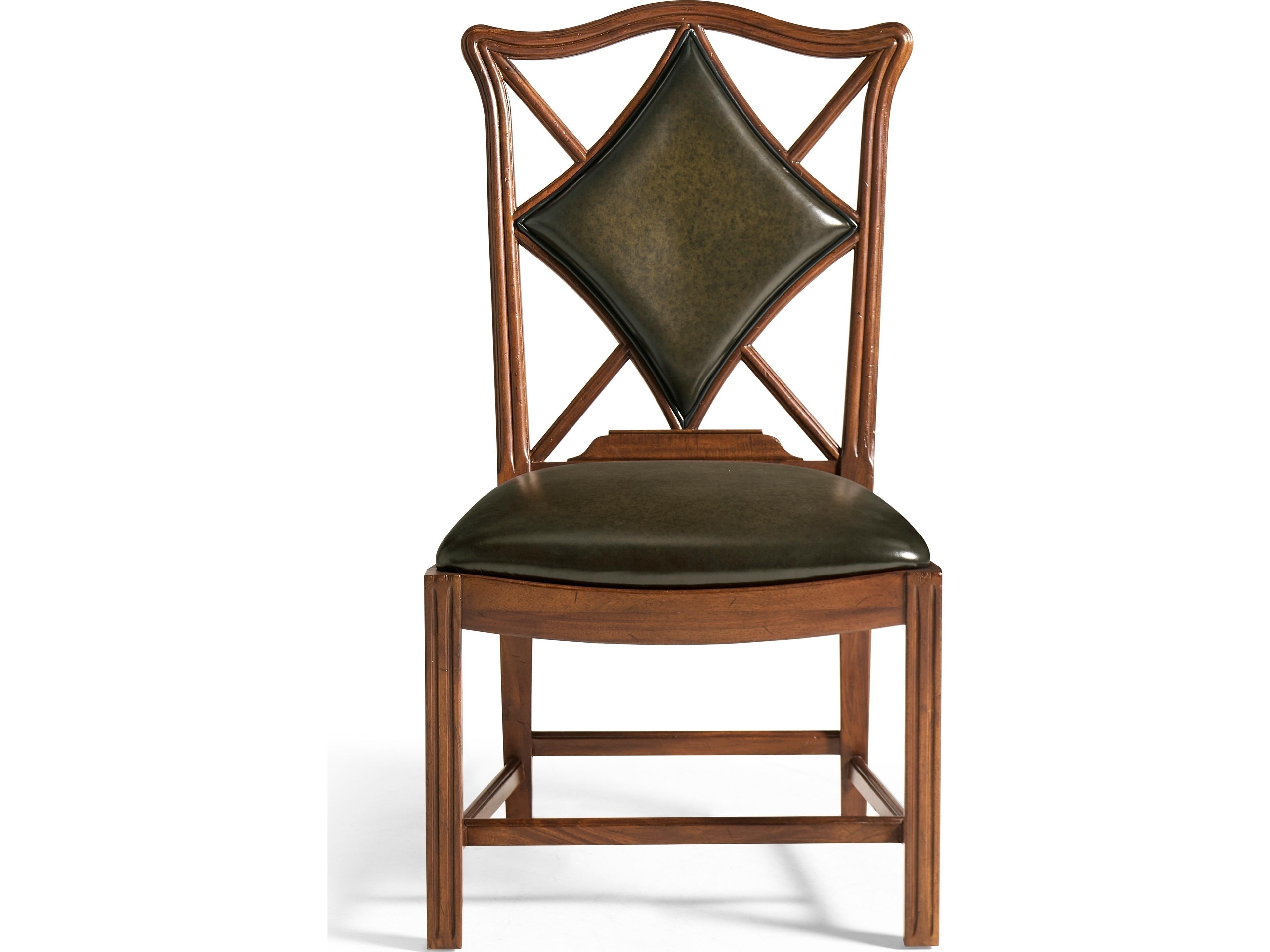 Jonathan Charles Jc Traditional Diamond Acacia Wood Brown Leather Armless Dining Chair