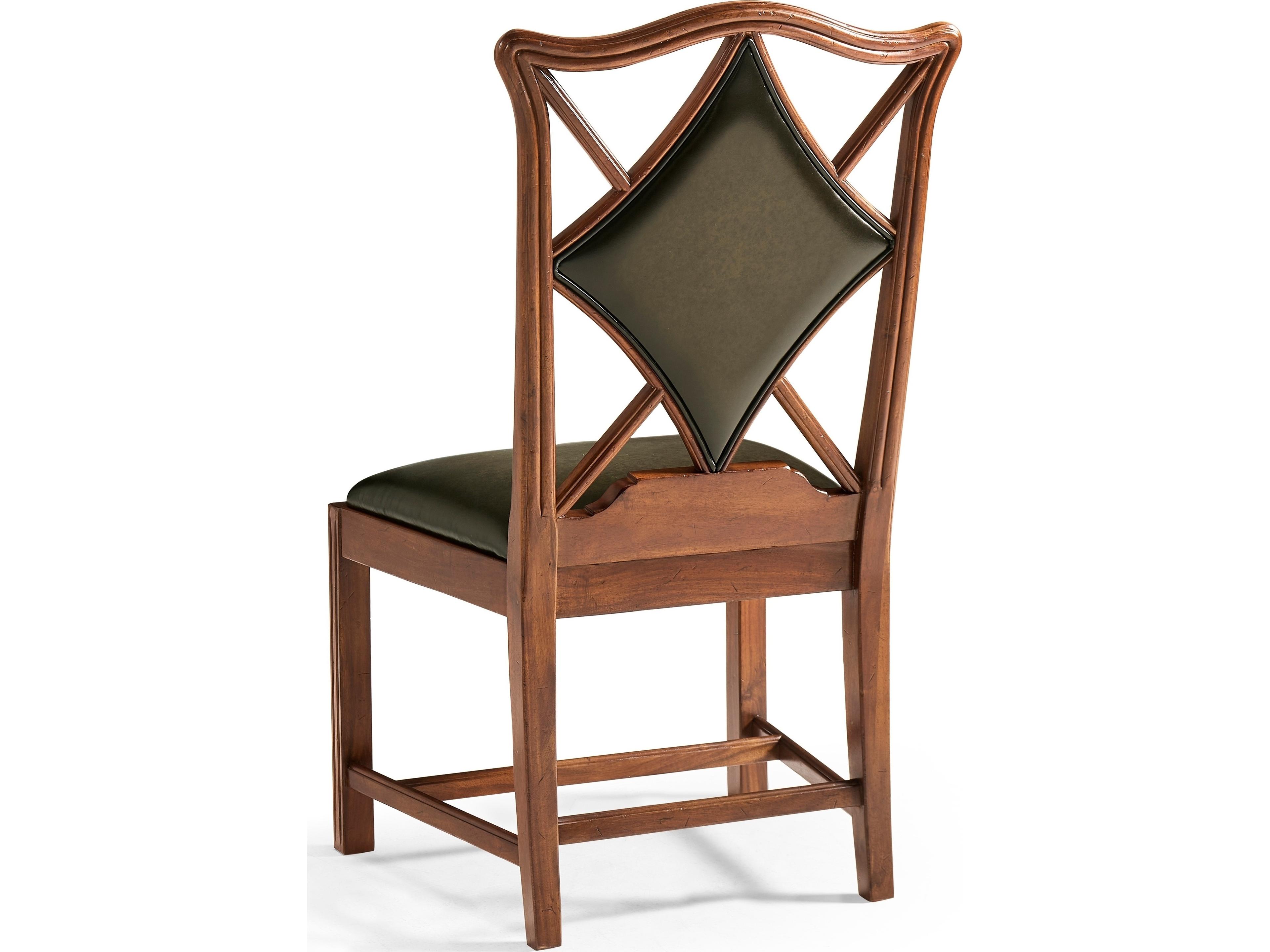 Jonathan Charles Jc Traditional Diamond Acacia Wood Brown Leather Armless Dining Chair