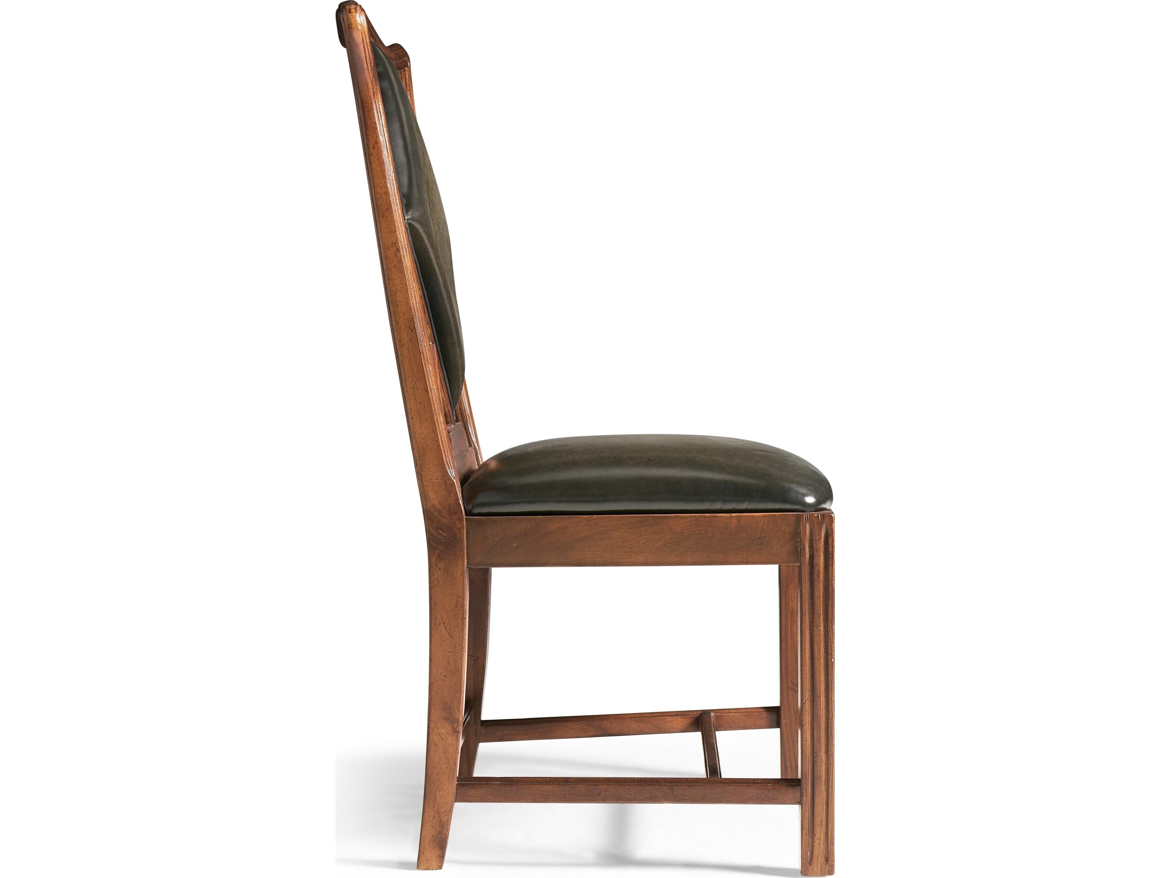 Jonathan Charles Jc Traditional Diamond Acacia Wood Brown Leather Armless Dining Chair