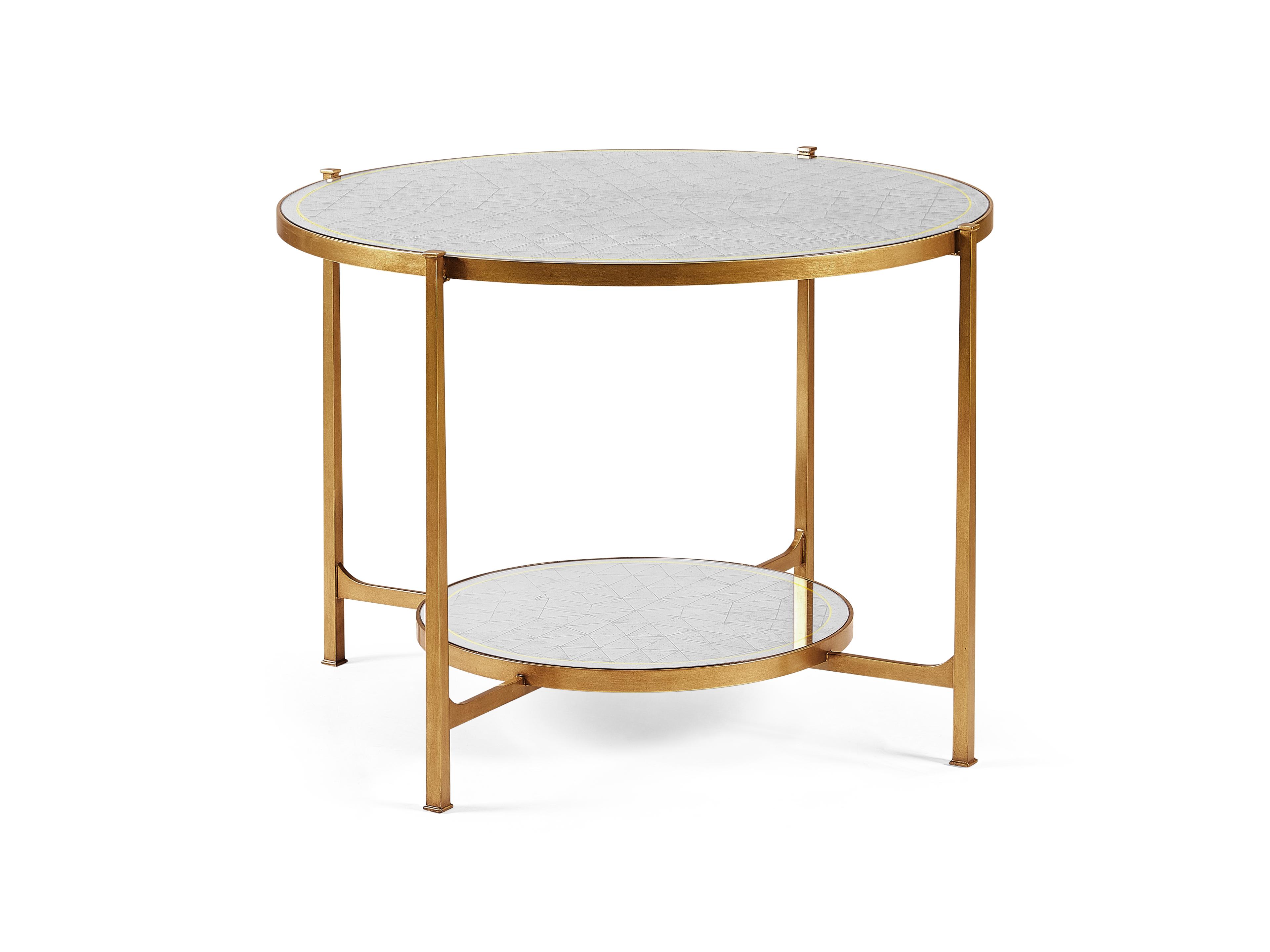 Jonathan Charles Jc Modern Round Glass Gilded Iron Dining Table