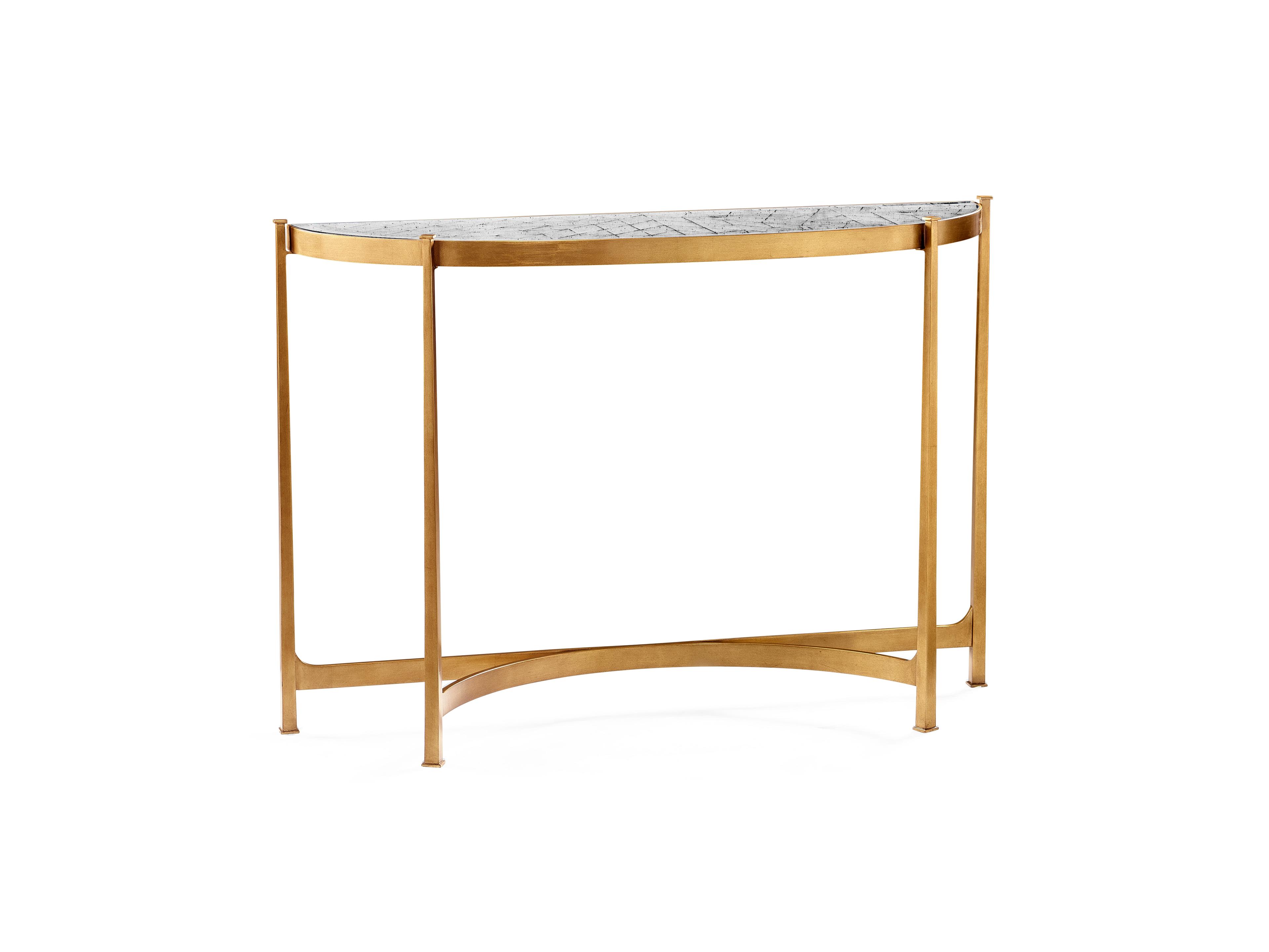 Jonathan Charles Jc Modern Glass Gilded Iron Console Table