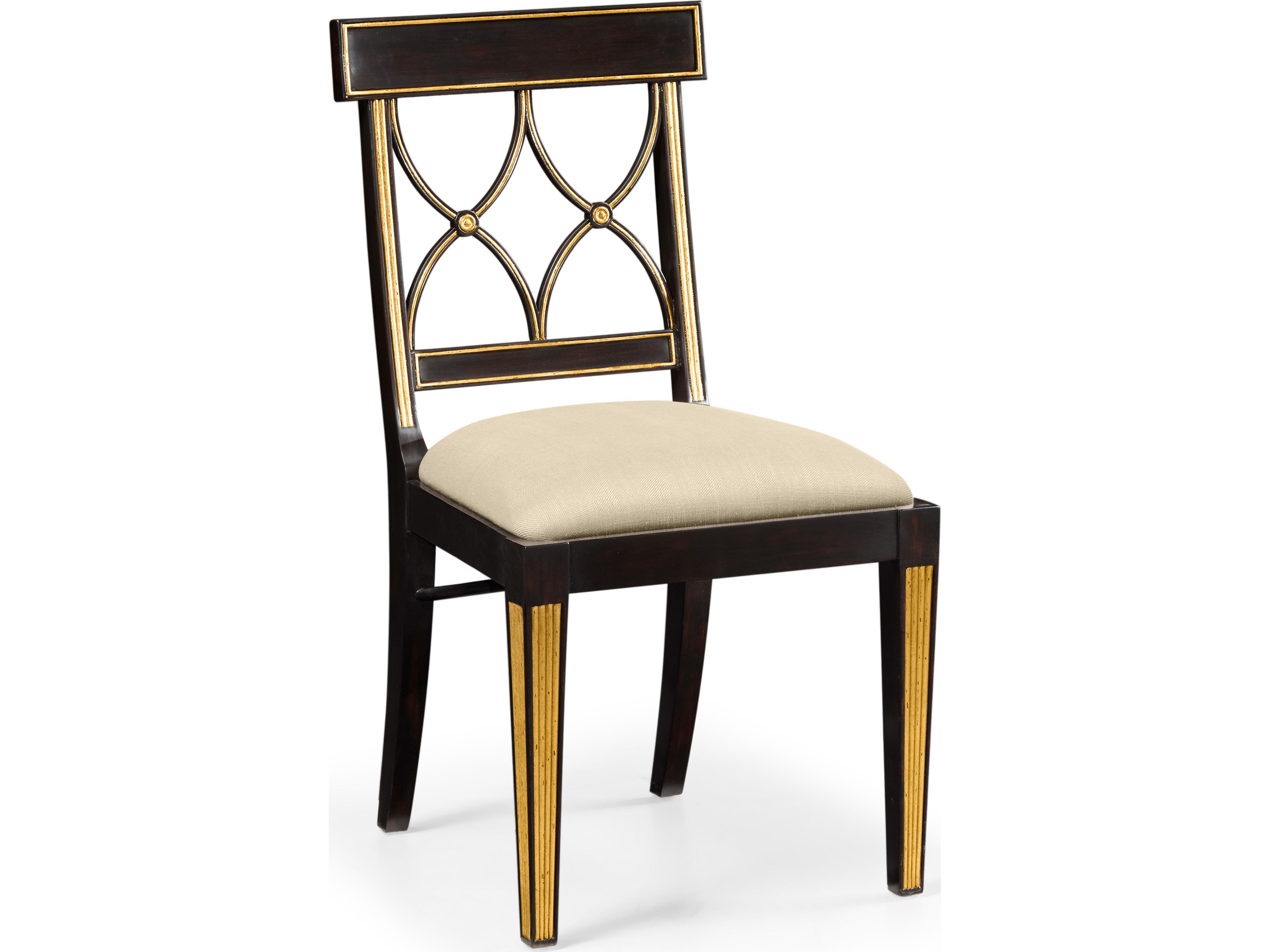 Jc Traditional Acacia Wood Ebony Upholstered Armless Dining Chair