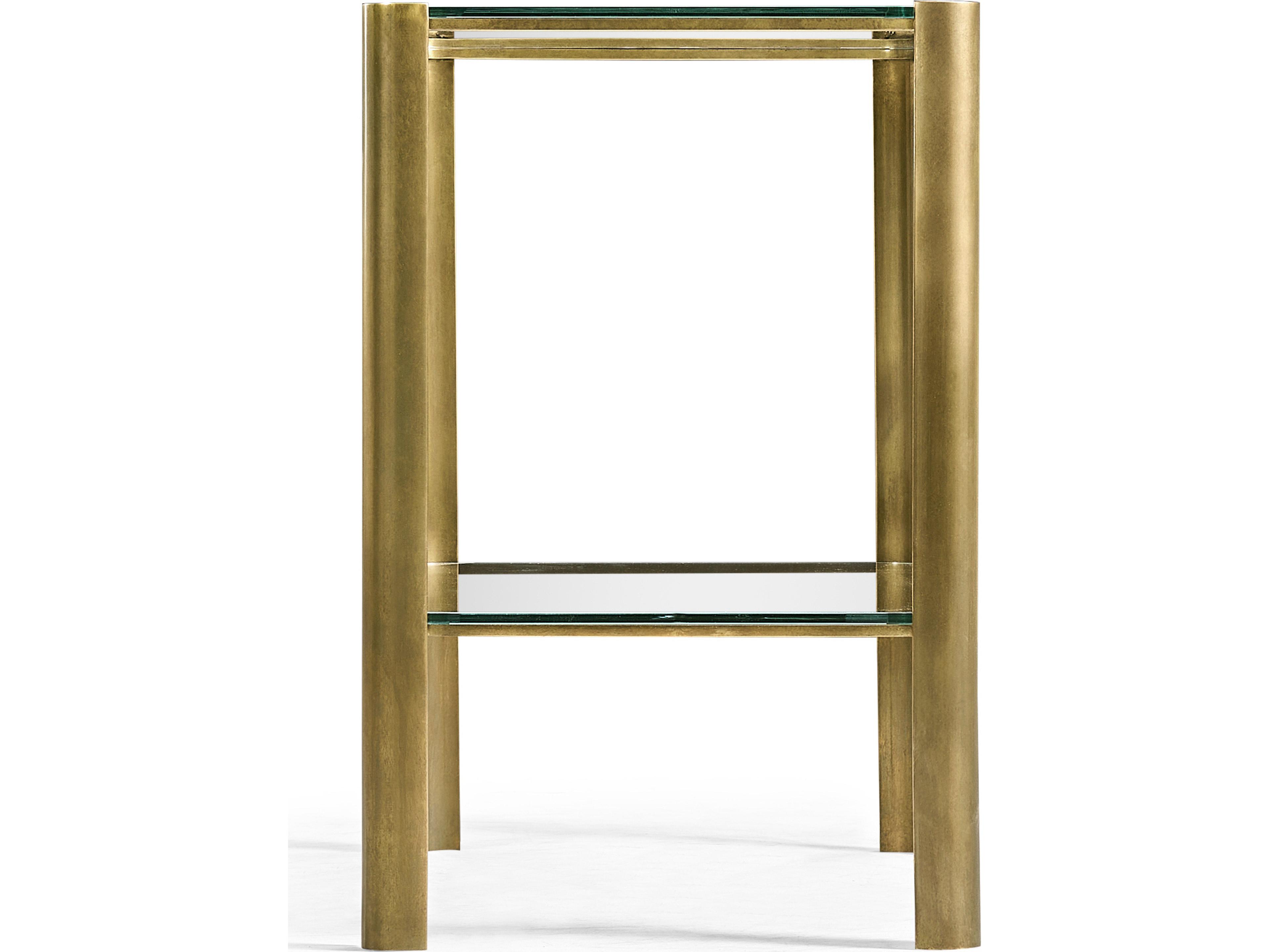 Jonathan Charles Jc Modern Rectangular Glass Gold Light Antique Brass End Table