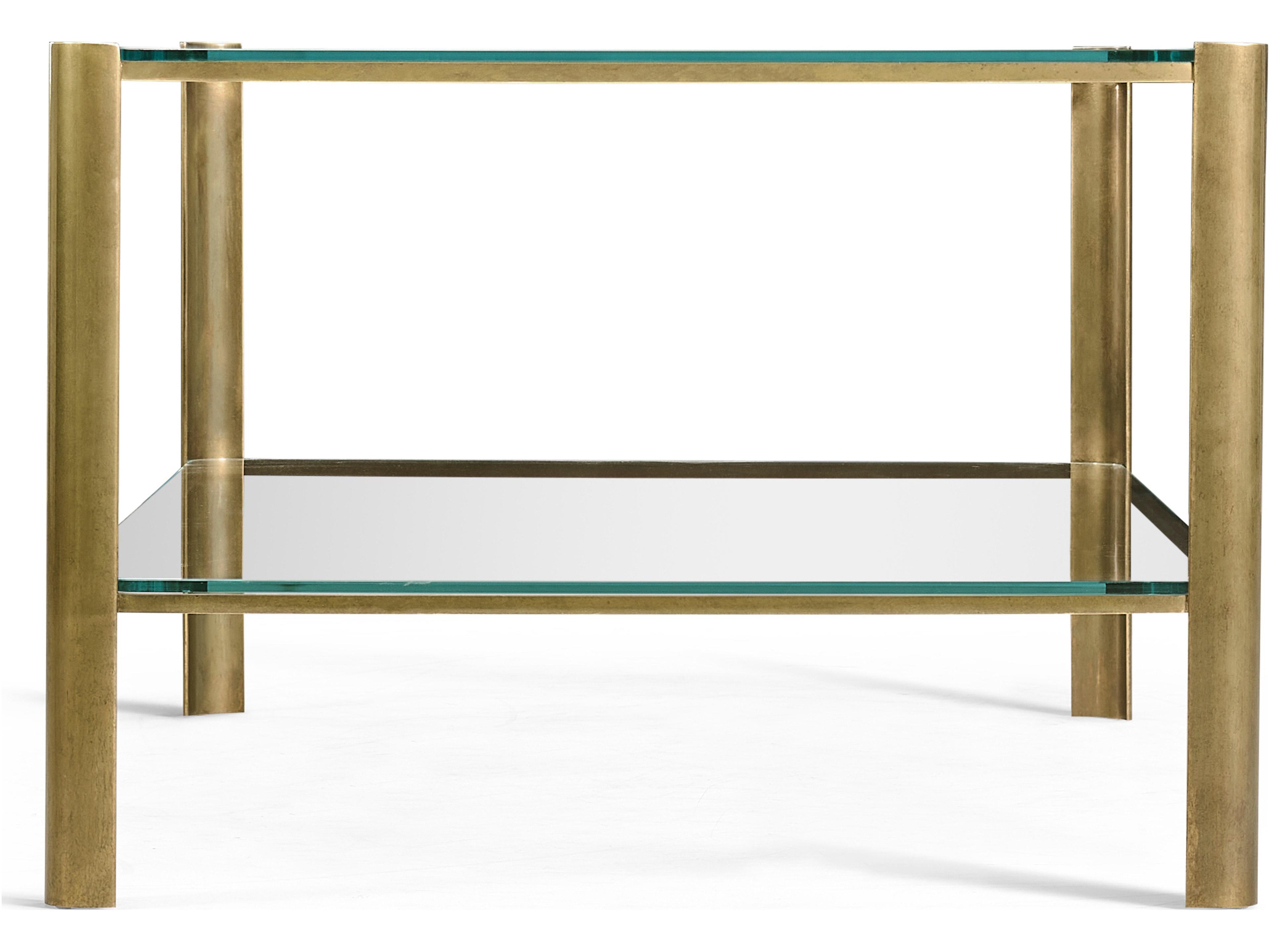Jonathan Charles Jc Modern Rectangular Glass Gold Light Antique Brass Coffee Table
