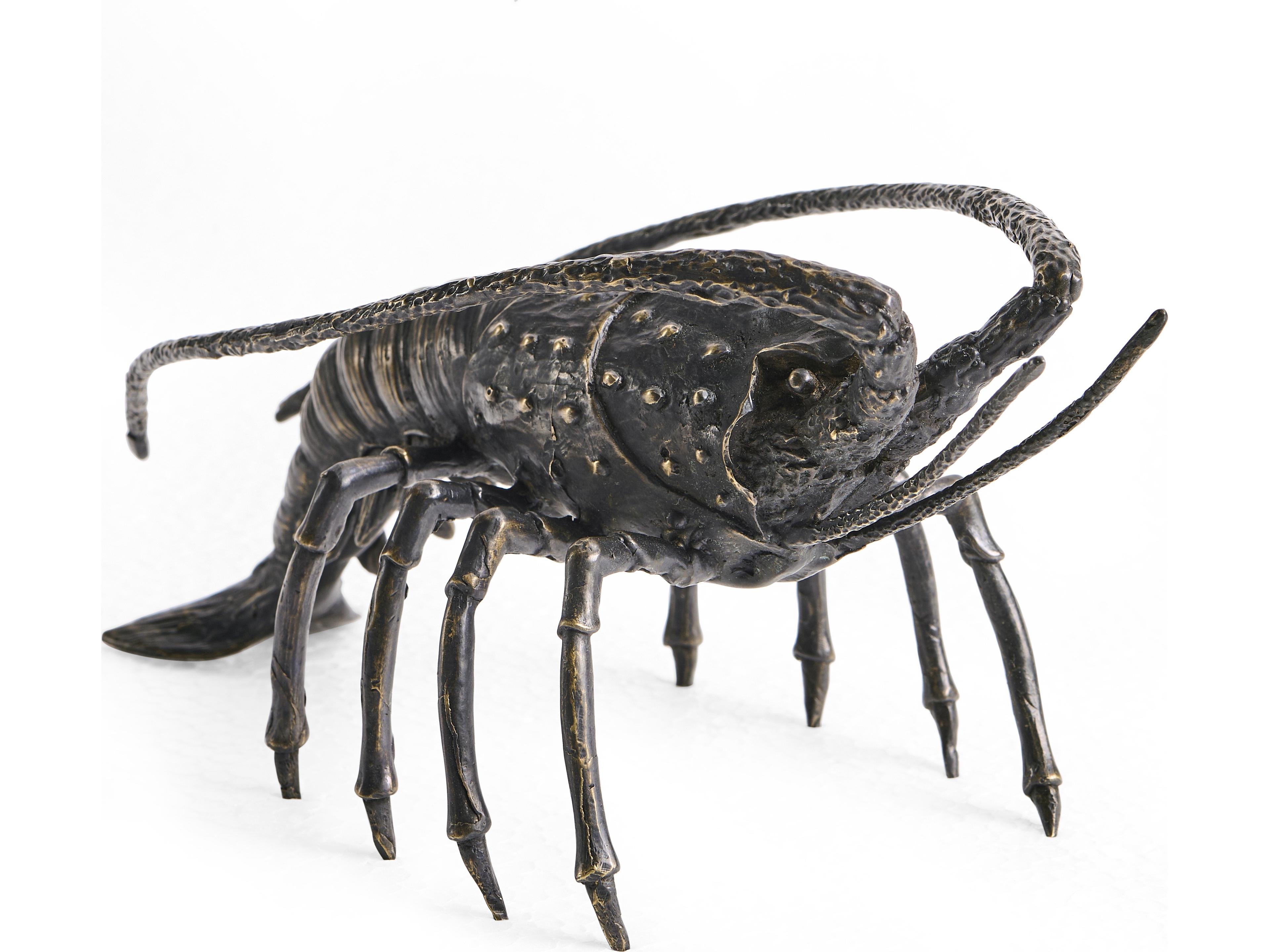 Jonathan Charles Jc Traditional Langoustine Antique Dark Bronze Sculpture
