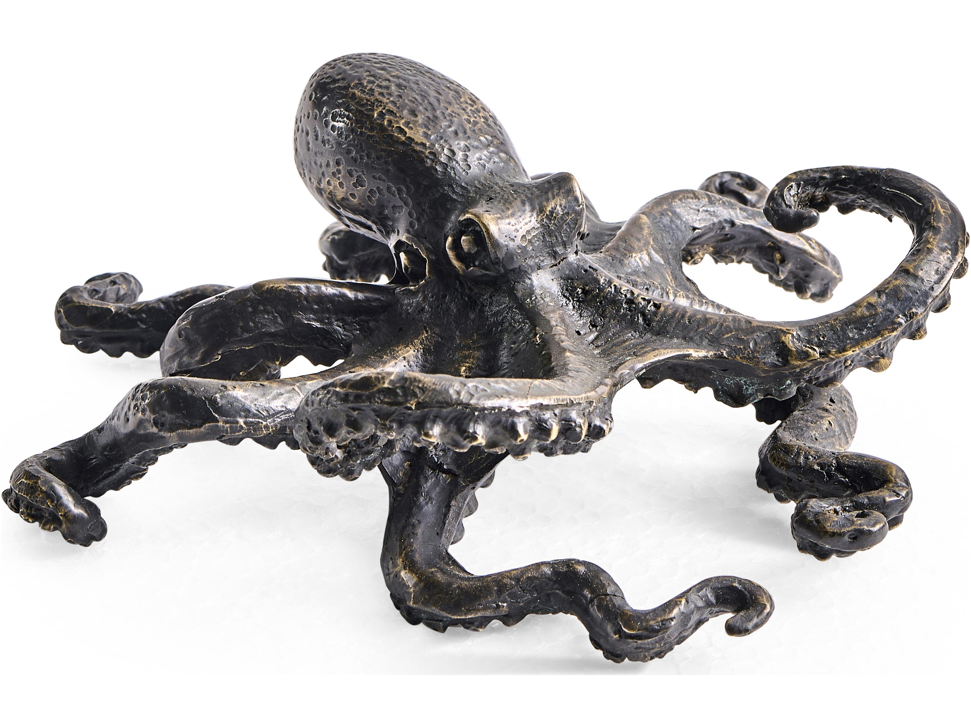 Jc Traditional Octopus Brown Antique Dark Bronze Sculpture