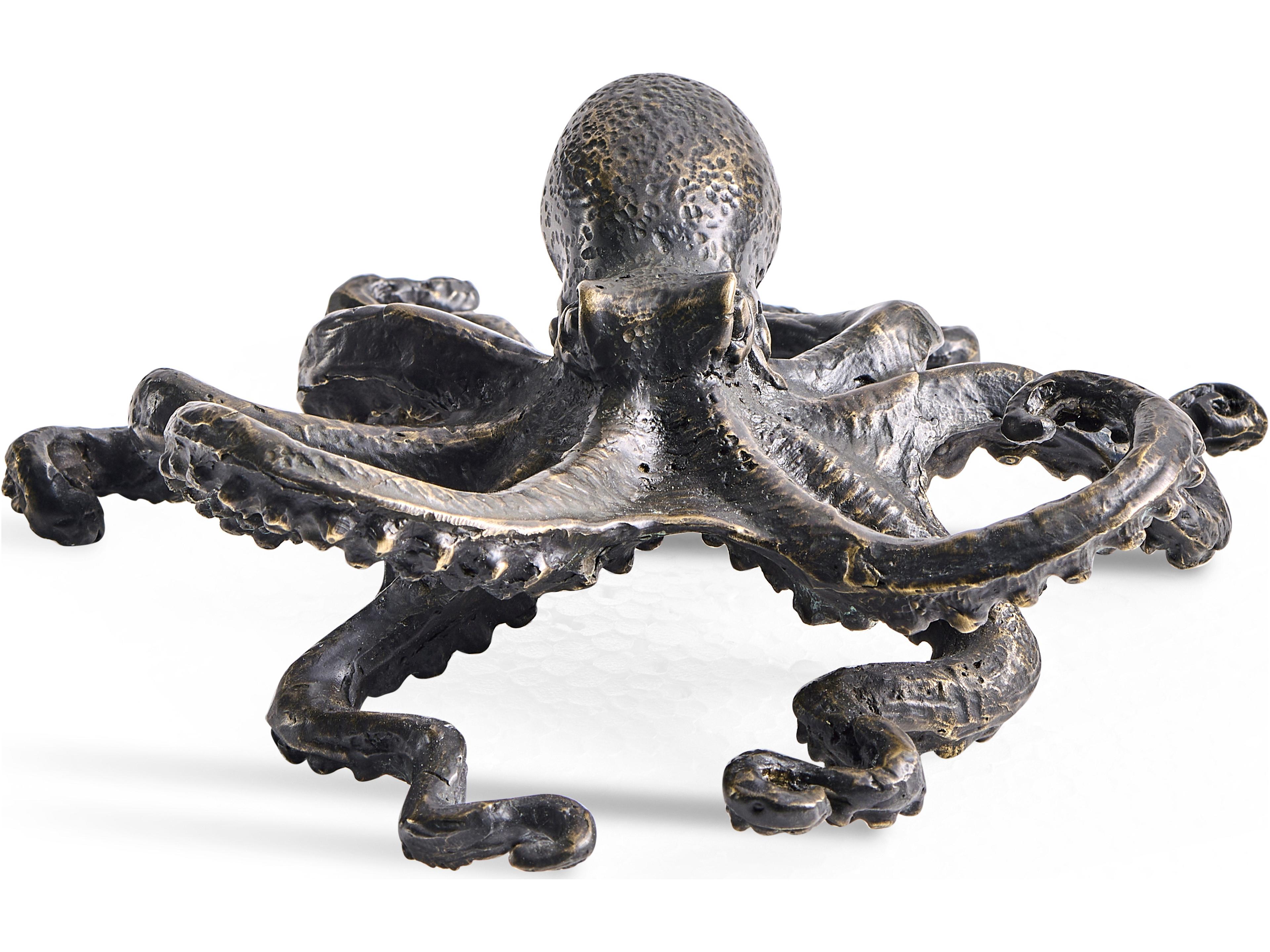 Jonathan Charles Jc Traditional Octopus Brown Antique Dark Bronze Sculpture