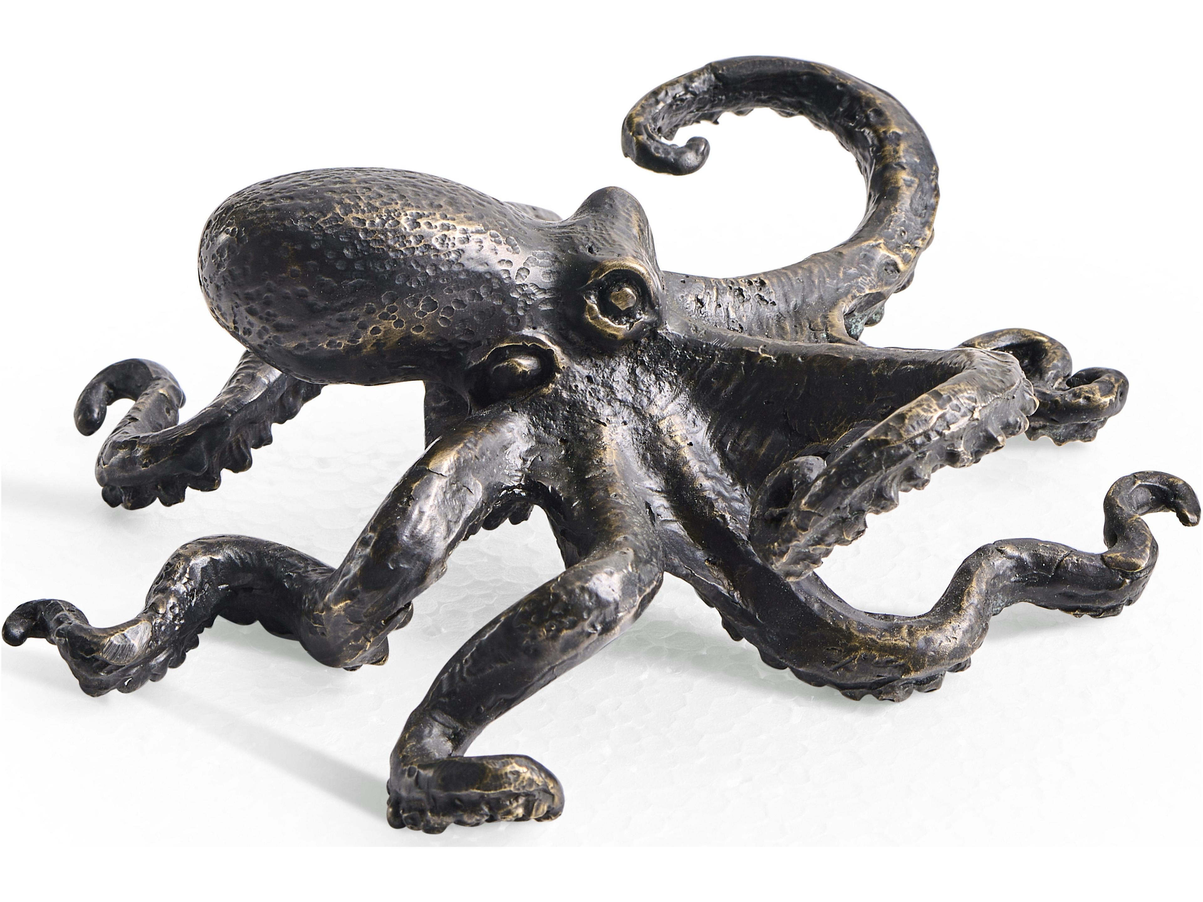 Jonathan Charles Jc Traditional Octopus Brown Antique Dark Bronze Sculpture