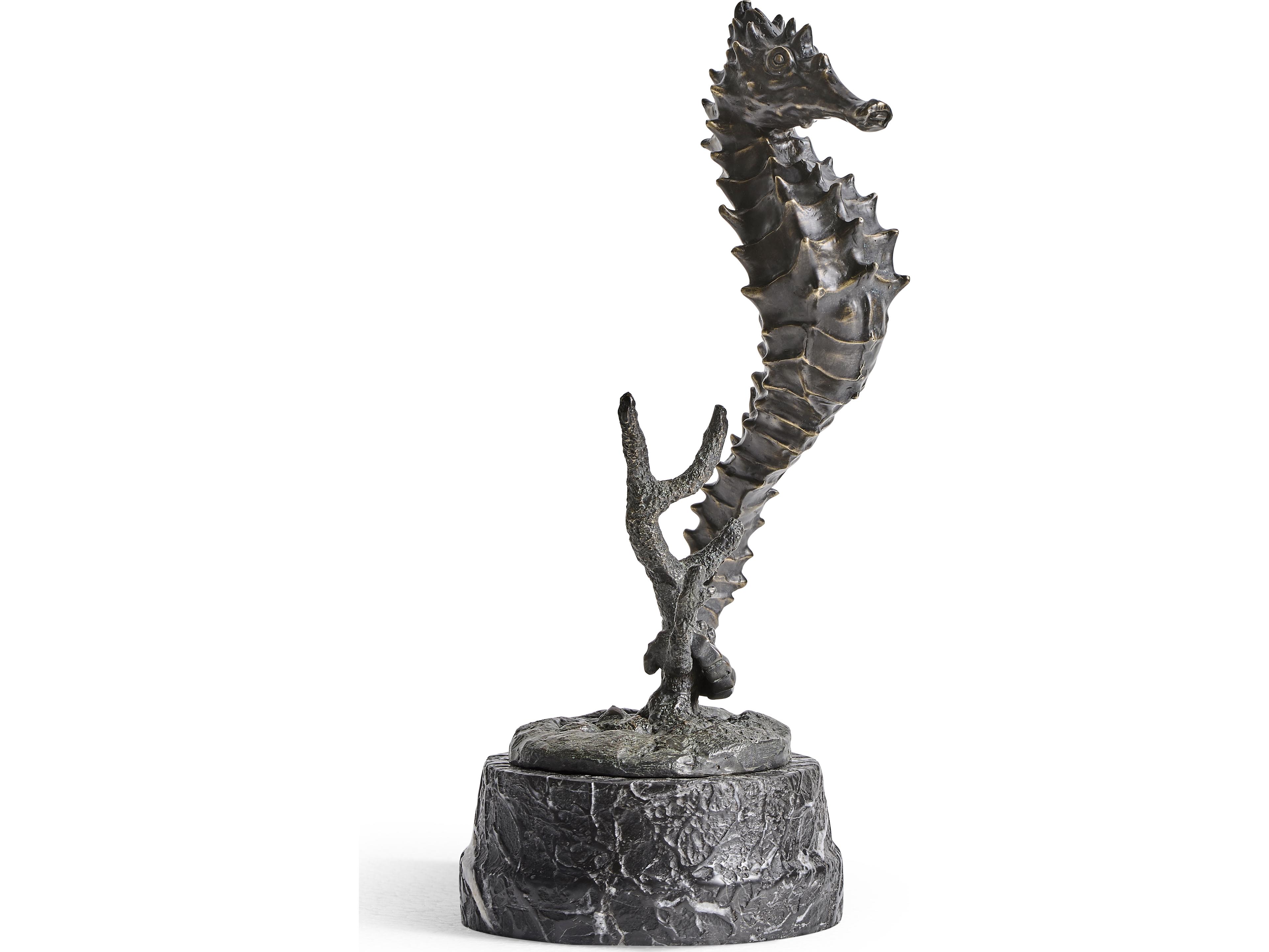Jc Traditional Seahorse Brown Antique Dark Bronze Sculpture