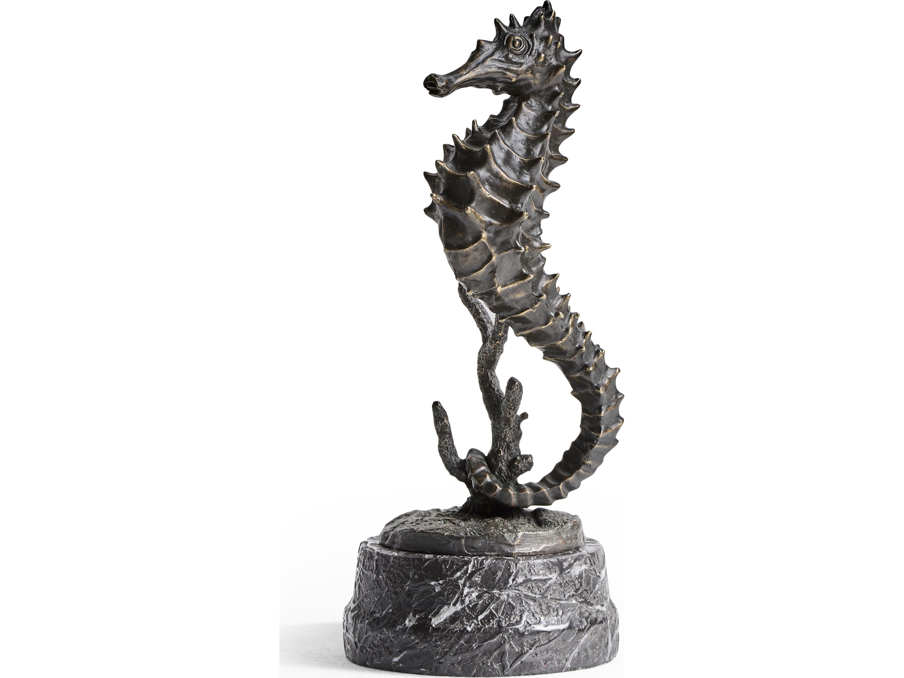 Jonathan Charles Jc Traditional Seahorse Brown Antique Dark Bronze Sculpture