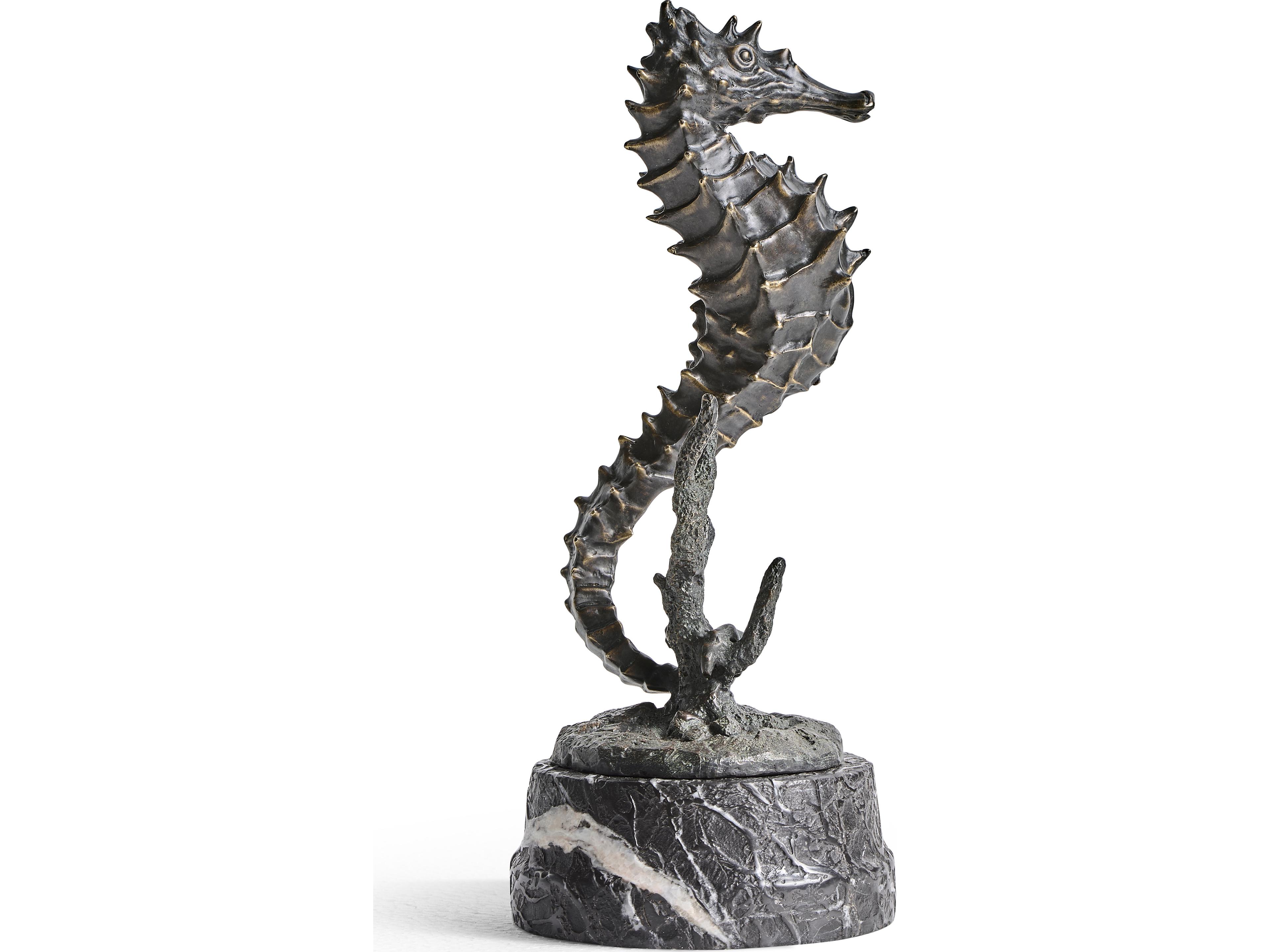Jonathan Charles Jc Traditional Seahorse Brown Antique Dark Bronze Sculpture