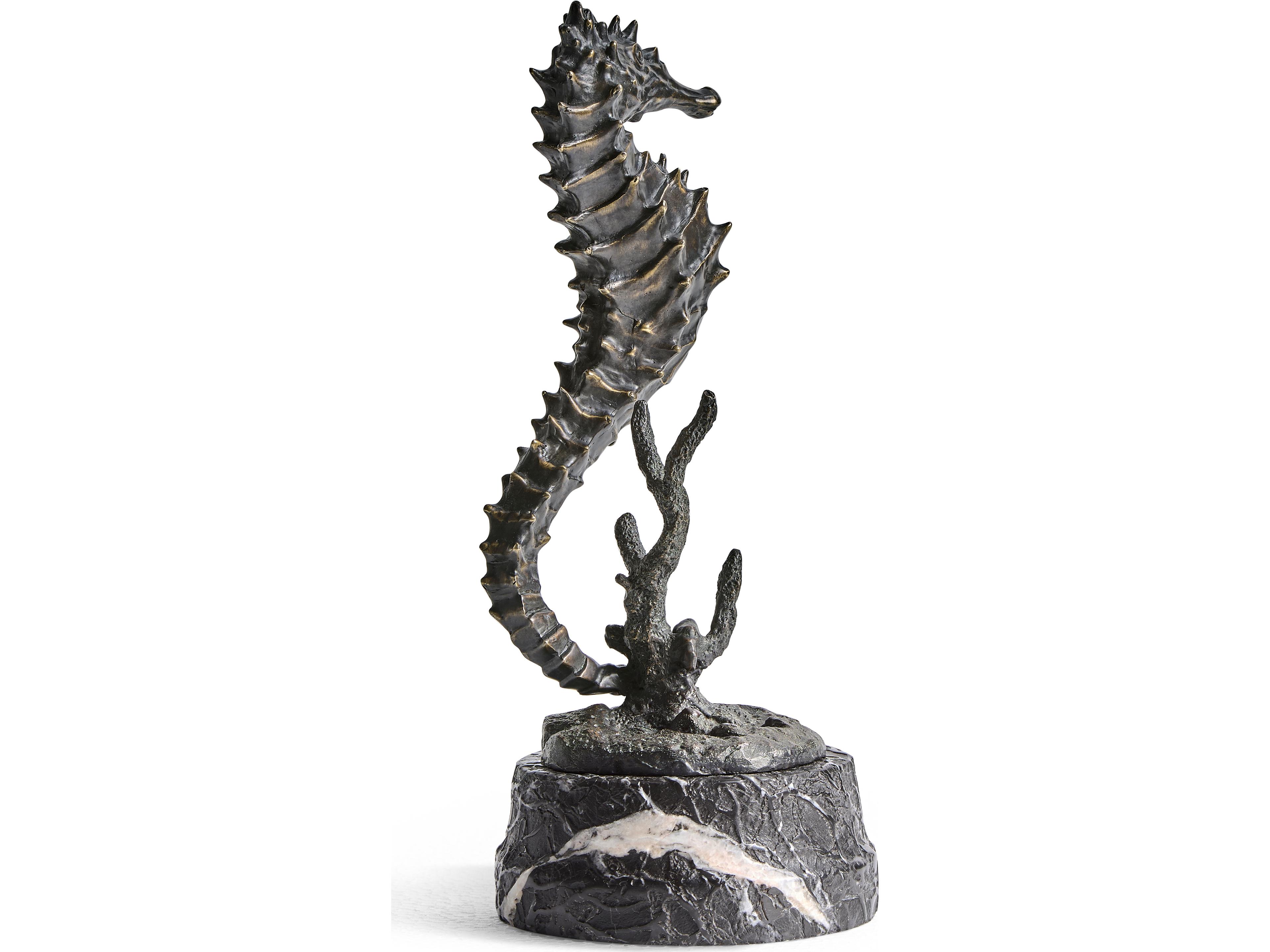 Jonathan Charles Jc Traditional Seahorse Brown Antique Dark Bronze Sculpture