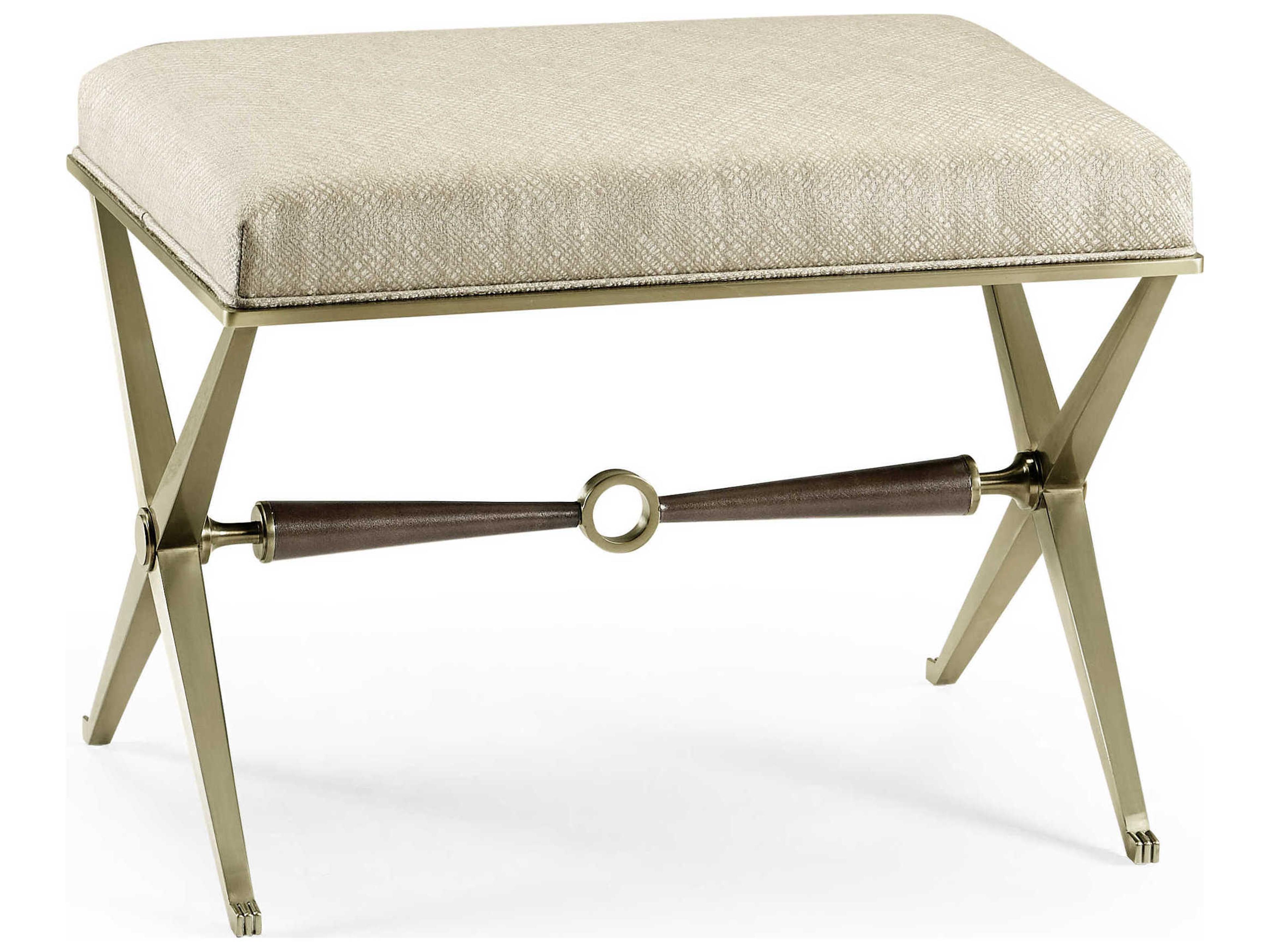 Barcelona Champagne Gilded Beige Upholstered Accent Bench